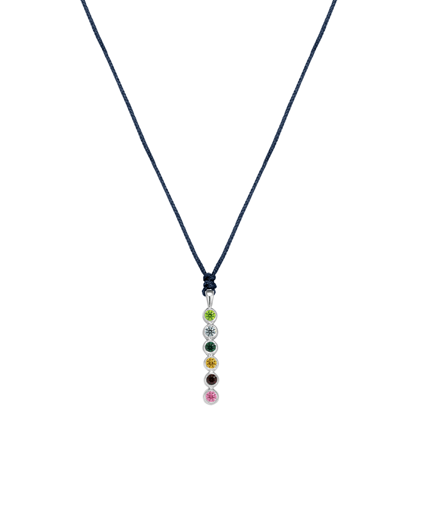 The Birthstones Bar Necklace - 14K White Gold Necklaces 14K Solid Gold Navy Blue 2 