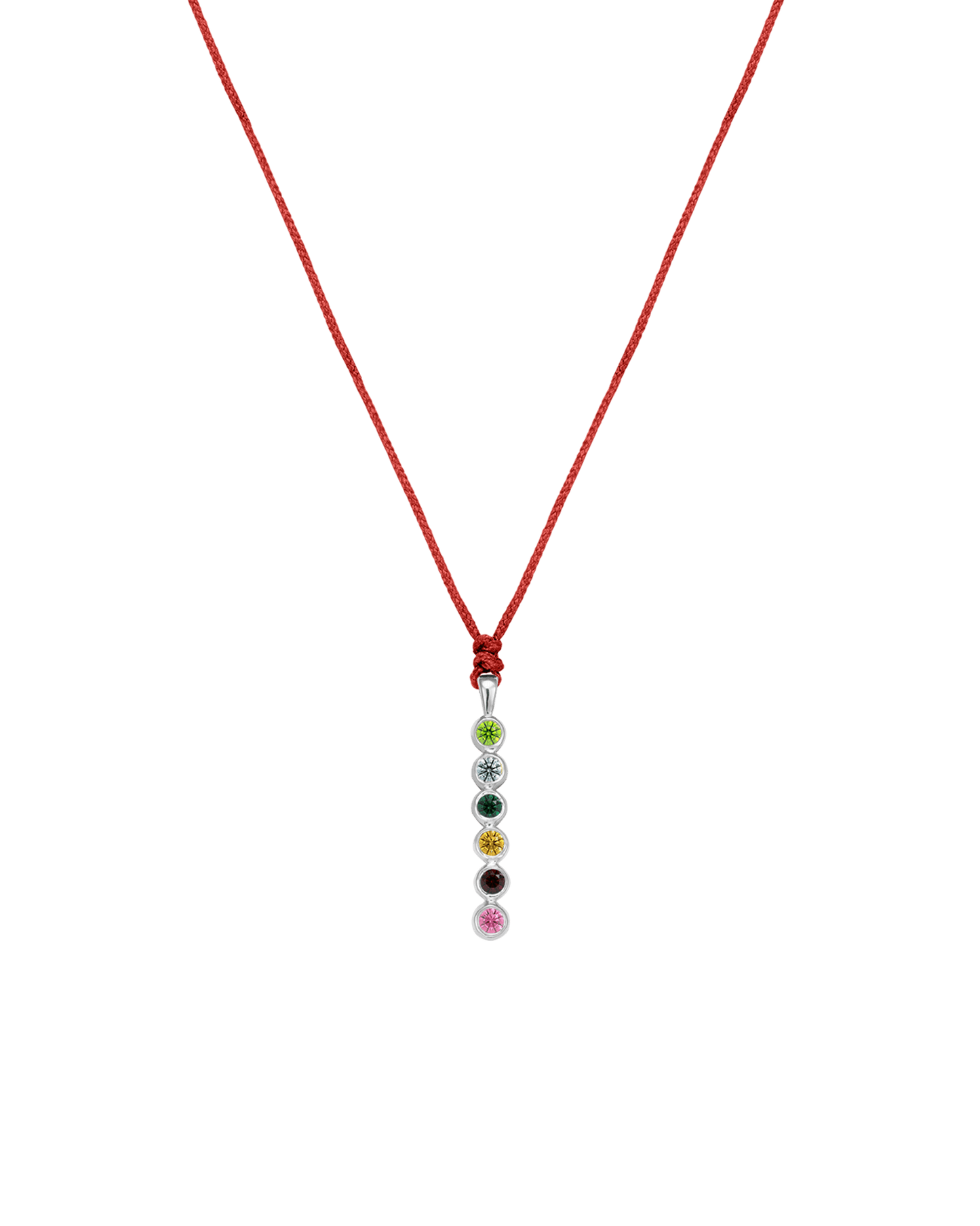 The Birthstones Bar Necklace - 14K White Gold Necklaces 14K Solid Gold Red 2 