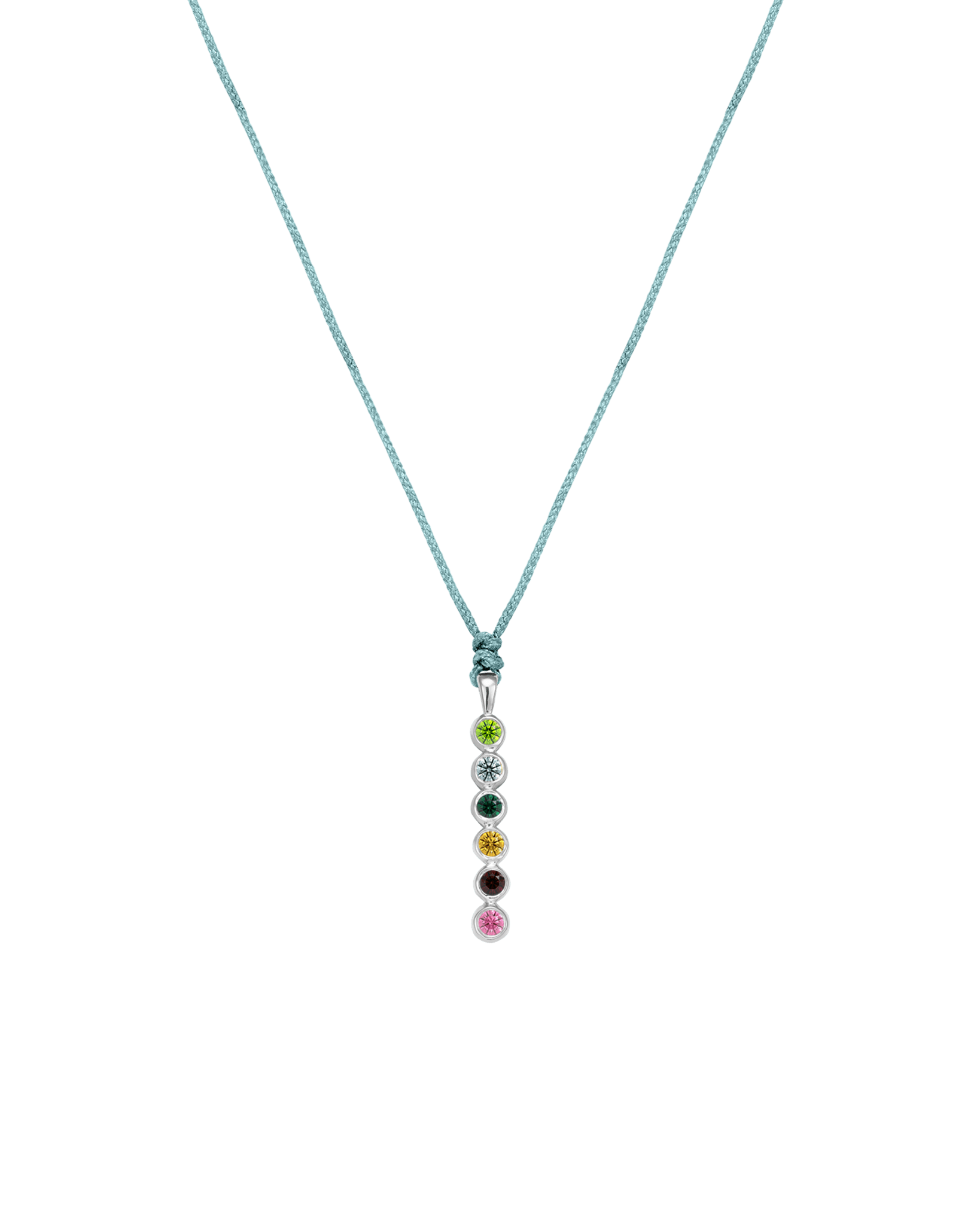 The Birthstones Bar Necklace - 14K White Gold Necklaces 14K Solid Gold Turquoise 2 