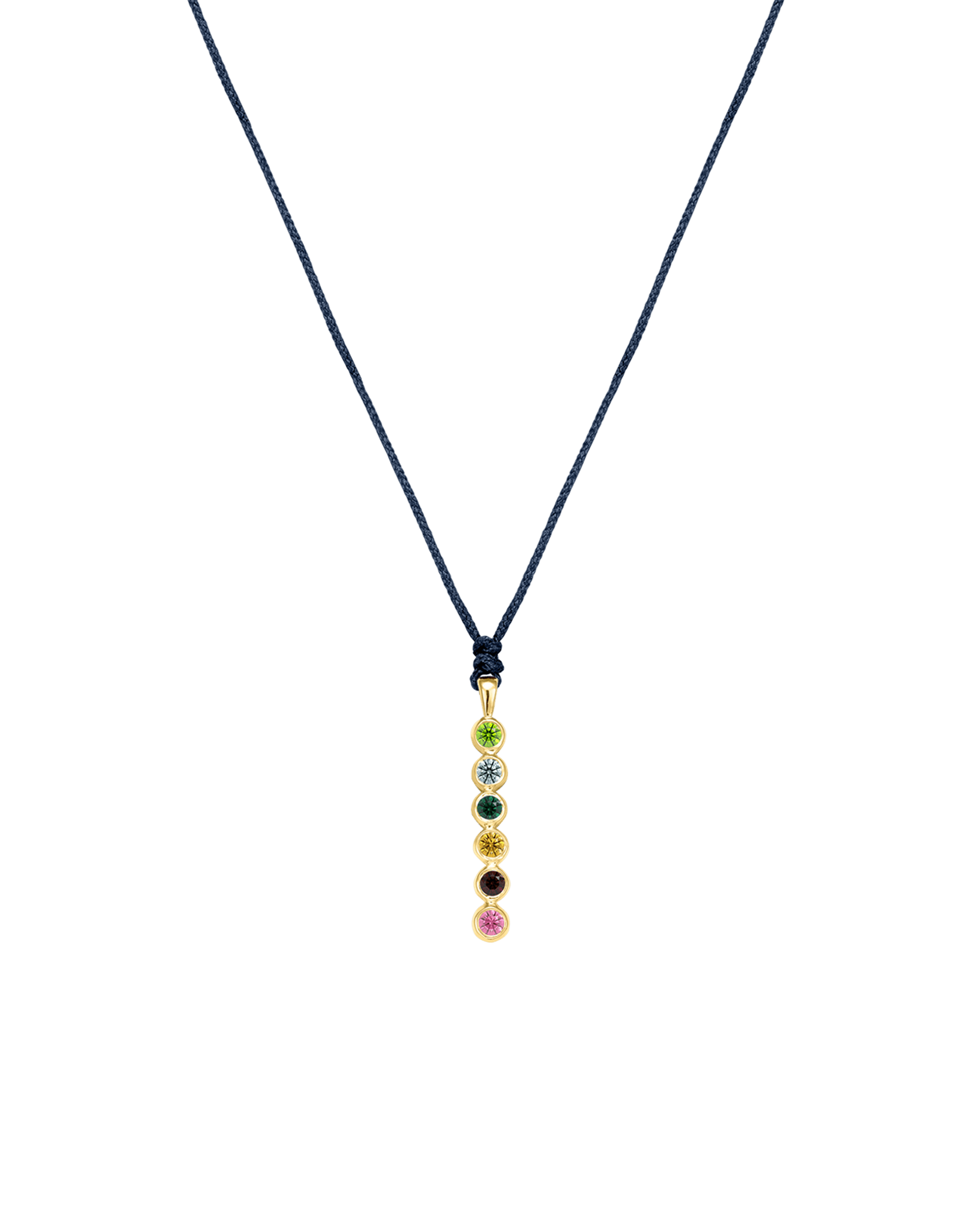 The Birthstones Bar Necklace - 14K Yellow Gold Necklaces 14K Solid Gold Navy Blue 2 