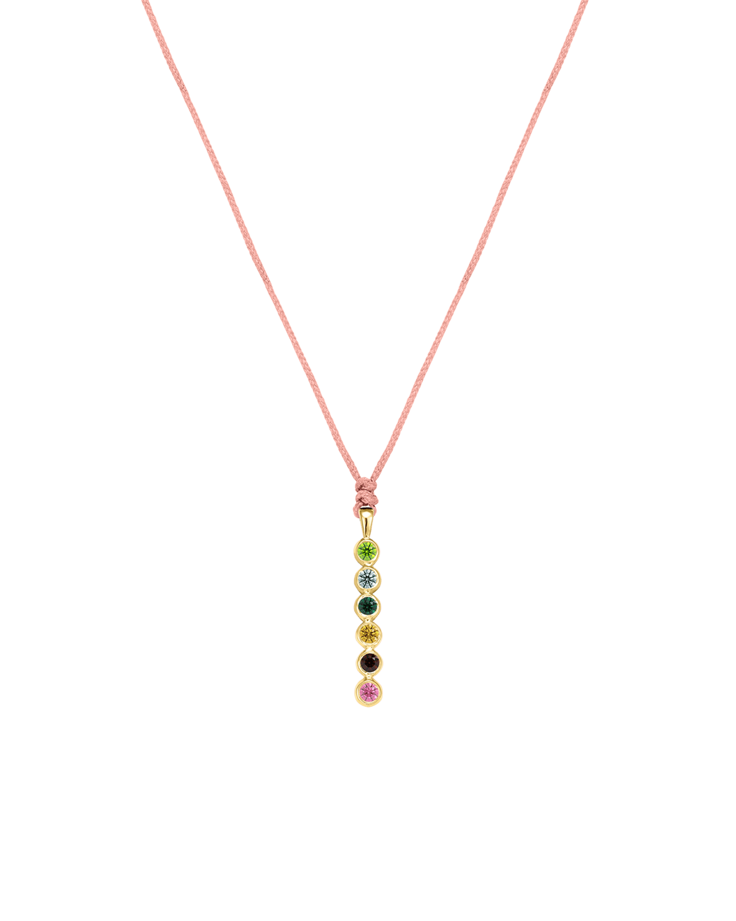 The Birthstones Bar Necklace - 14K Yellow Gold Necklaces 14K Solid Gold Pink 2 