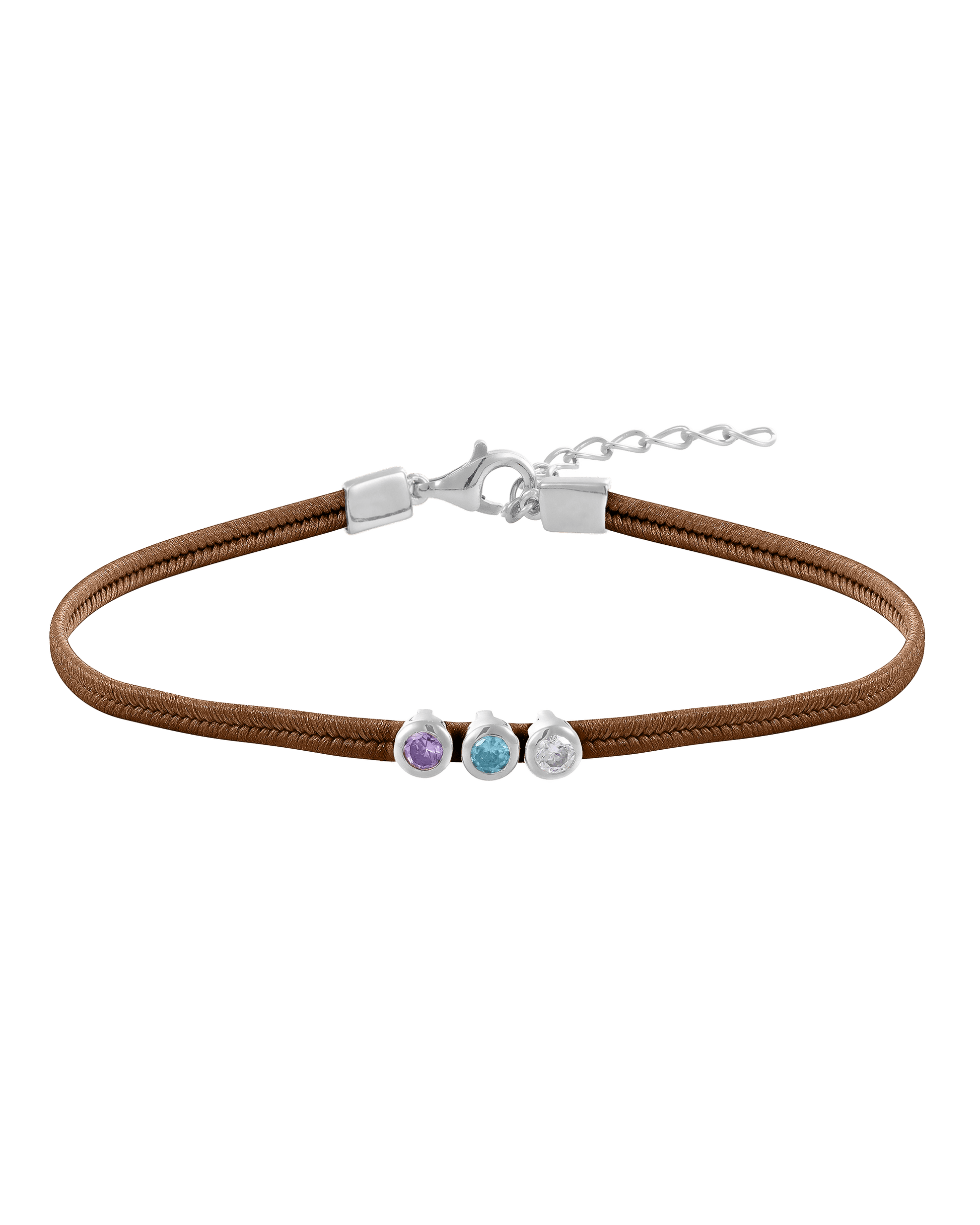 The Birthstone Cord - 925 Sterling Silver Bracelets magal-dev 1 Birthstone Beige 