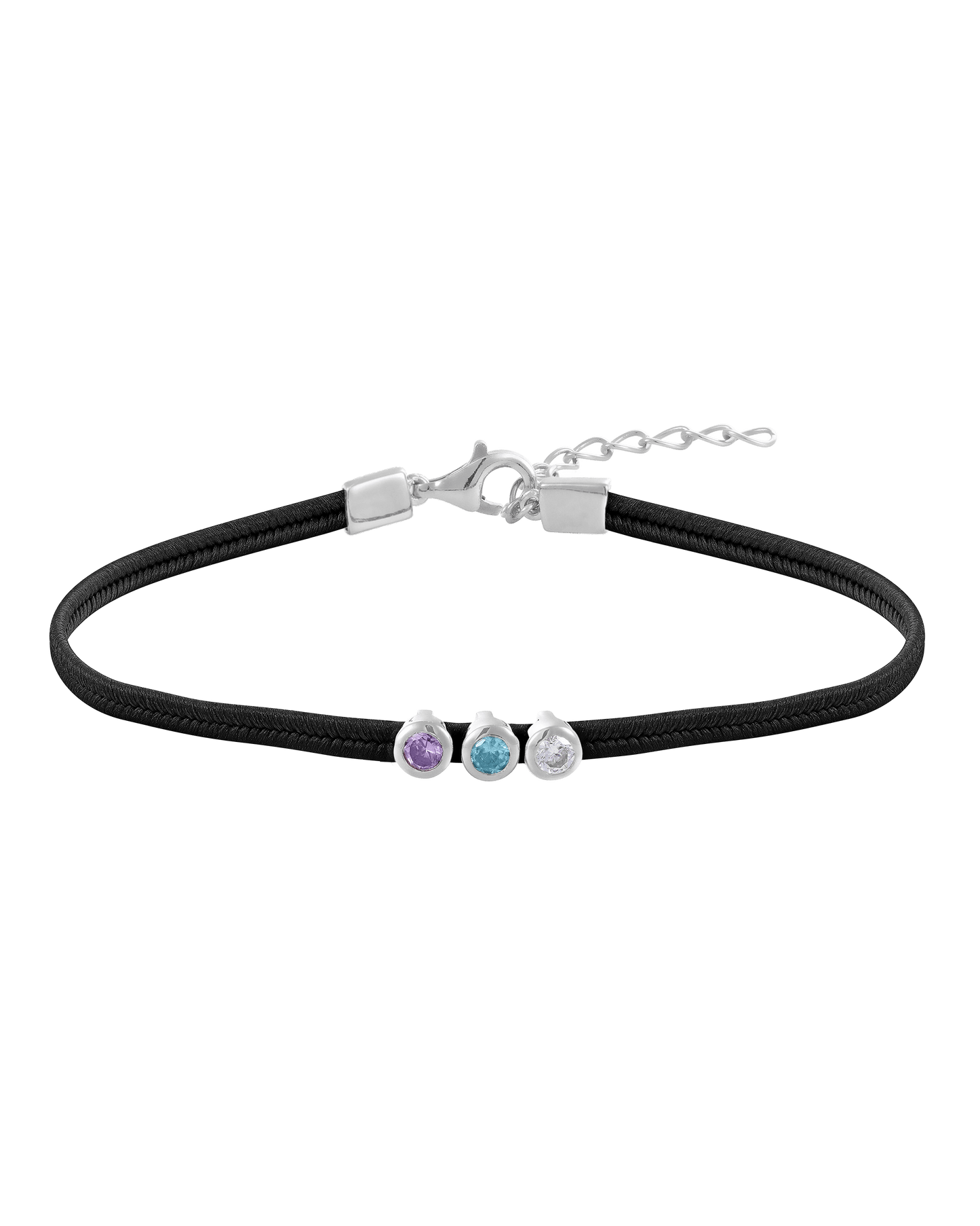 The Birthstone Cord - 925 Sterling Silver Bracelets magal-dev 1 Birthstone Black 