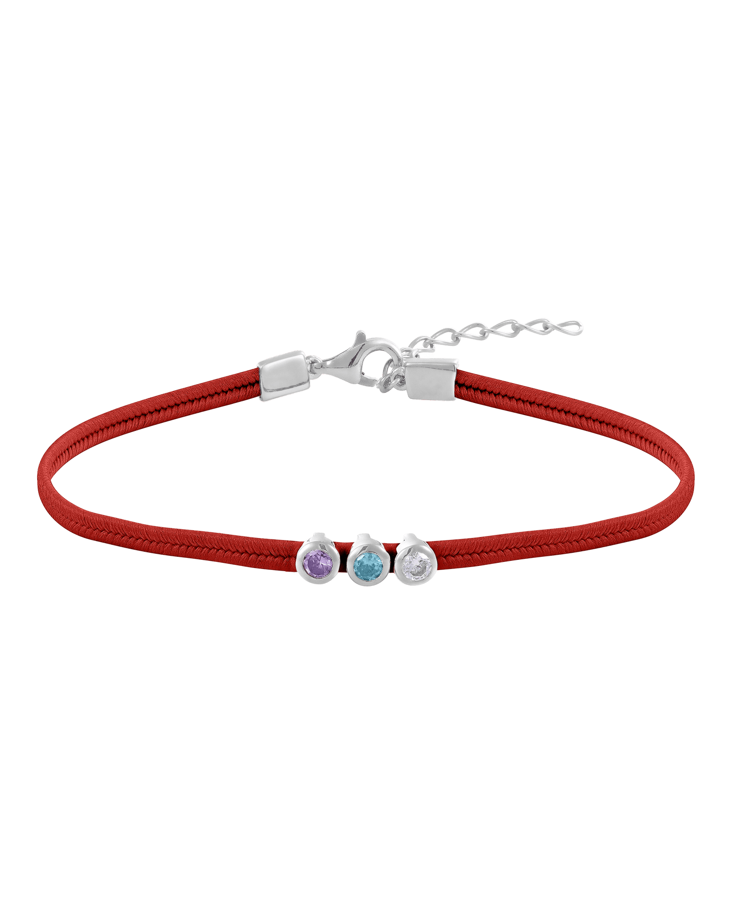 The Birthstone Cord - 925 Sterling Silver Bracelets magal-dev 2 Birthstones Red 