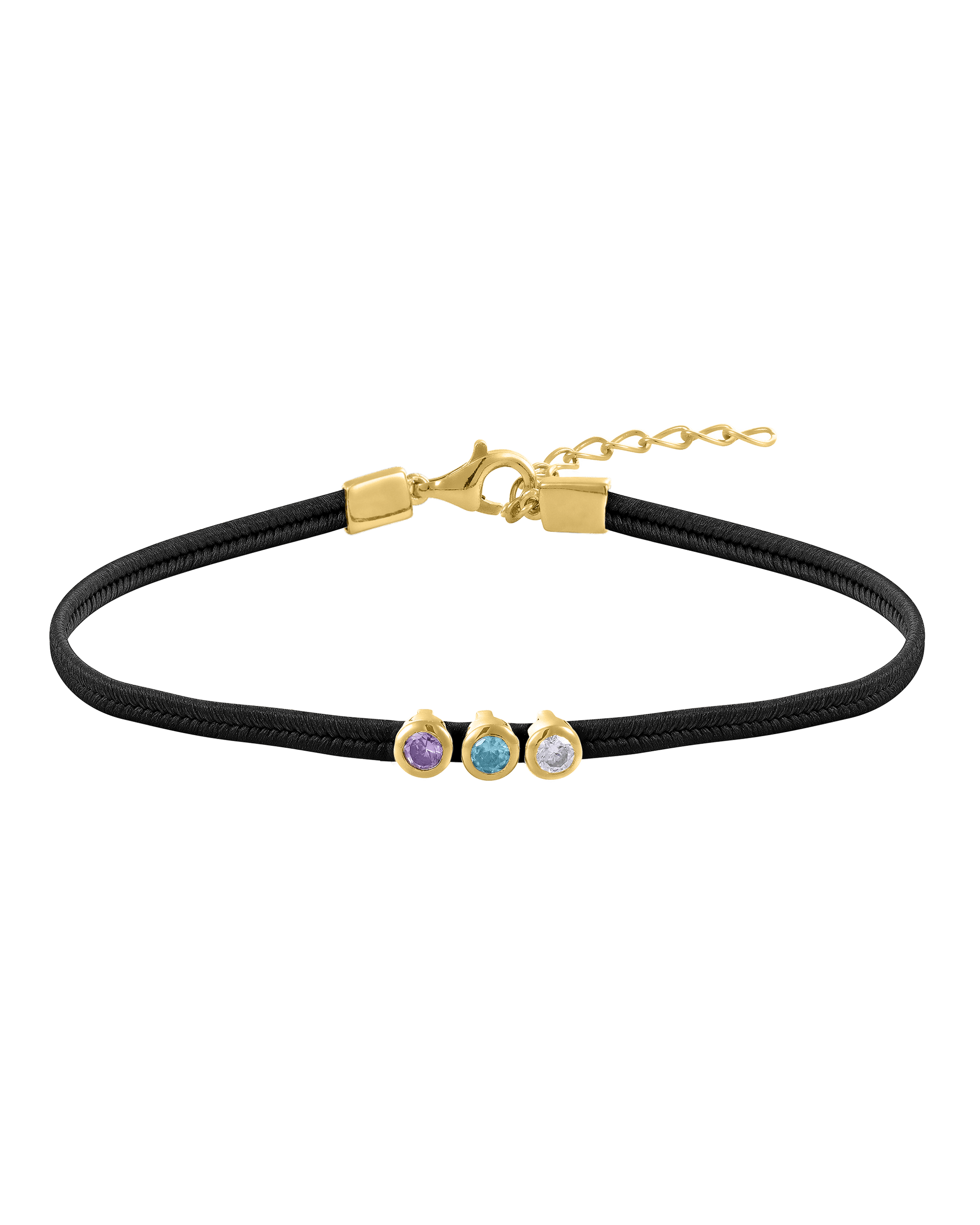 The Birthstone Cord - 18K Gold Vermeil Bracelets magal-dev 1 Birthstone Black 