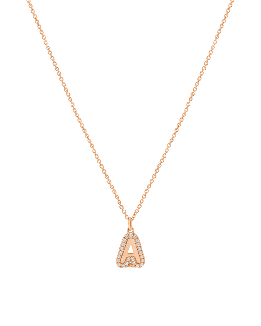 Bubble Initial Necklace - 18K Rose Vermeil Necklaces magal-dev 16" 