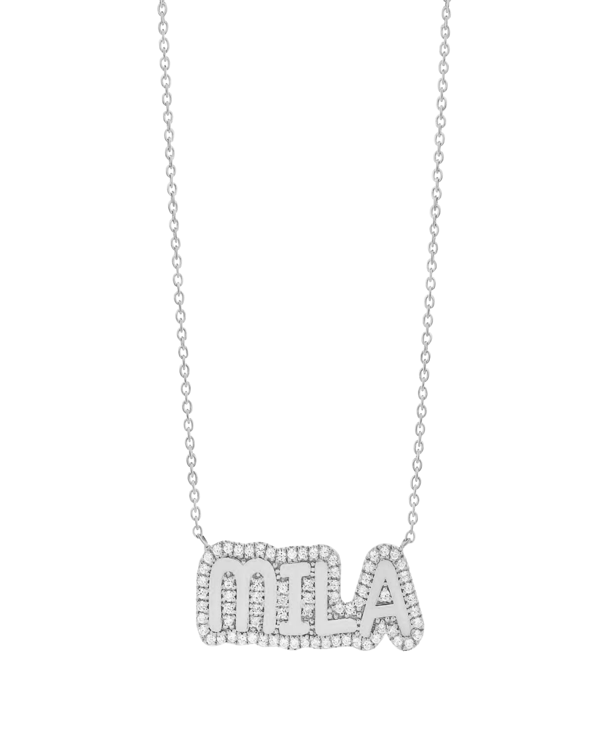 Bubble Nameplate - 925 Sterling Silver Necklaces magal-dev 14" 