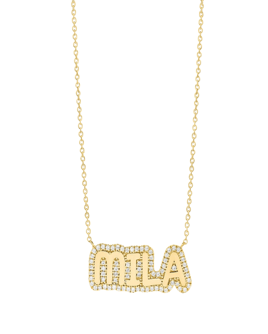 Bubble Nameplate - 18K Gold Vermeil Necklaces magal-dev 14" 