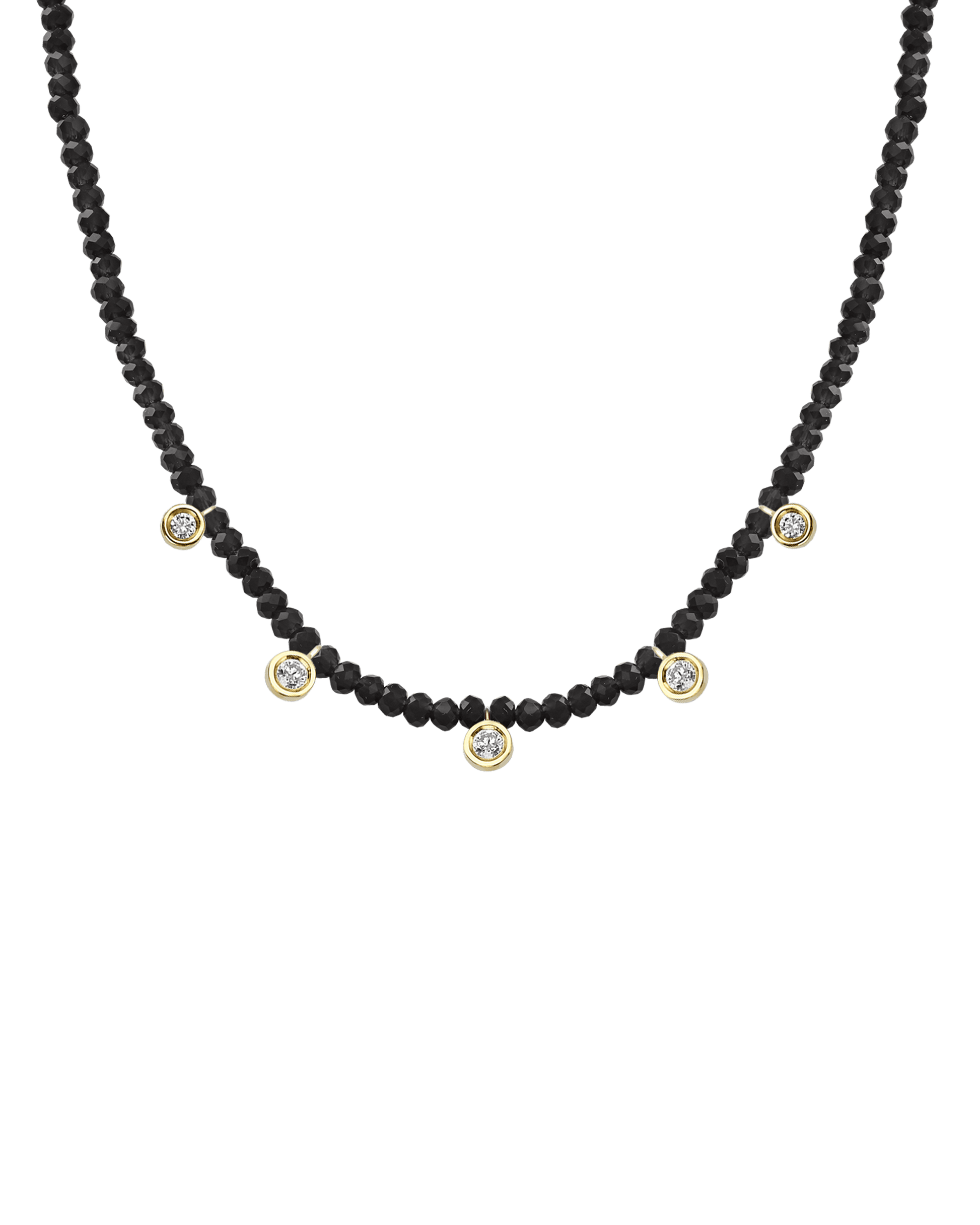 Garnet Gemstone & Five diamonds Necklace - 14K White Gold Necklaces magal-dev 