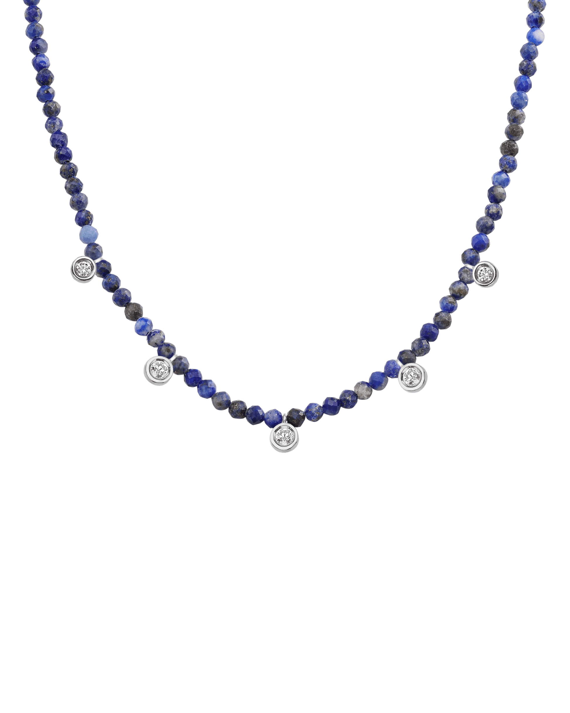 Purple Amethyst Gemstone & Five diamonds Necklace - 14K Rose Gold Necklaces magal-dev 