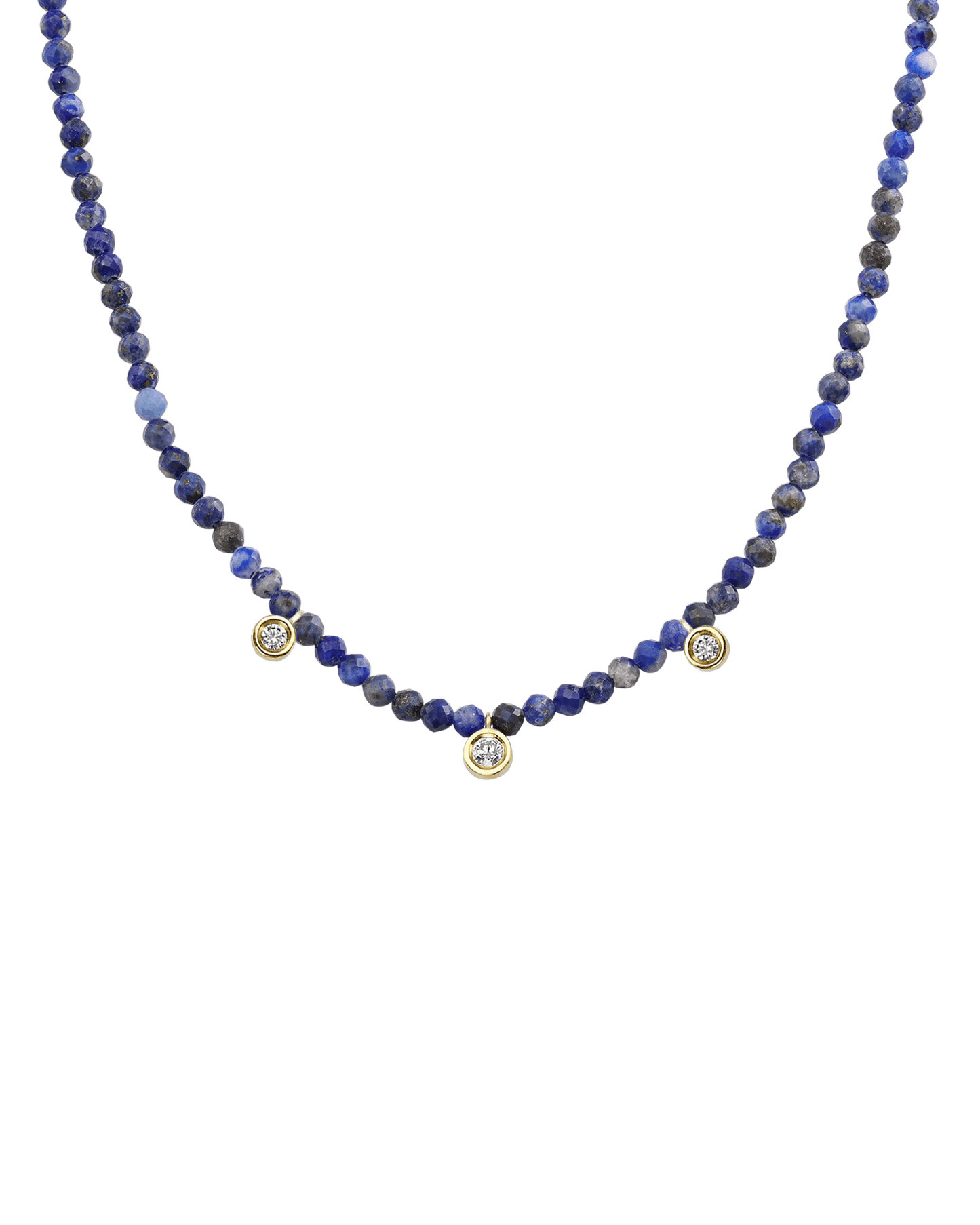 Purple Amethyst Gemstone & Three diamonds Necklace - 14K Rose Gold Necklaces magal-dev 