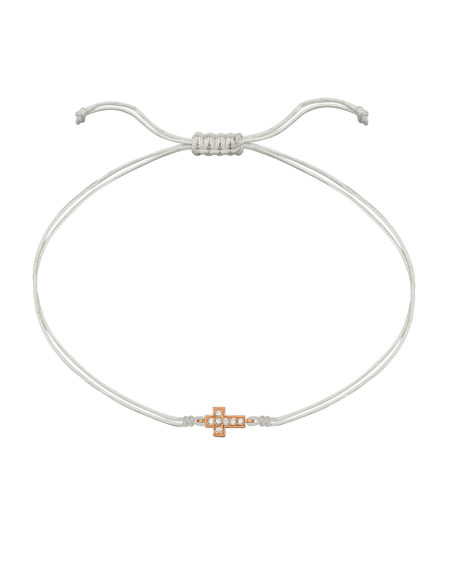 Cross Diamond String Of Love - 14K Rose Gold Bracelets 14K Solid Gold Pearl 