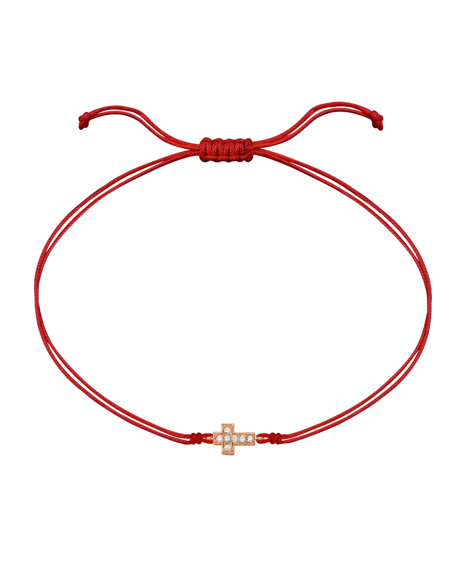 Cross Diamond String Of Love - 14K Rose Gold Bracelets 14K Solid Gold Red 