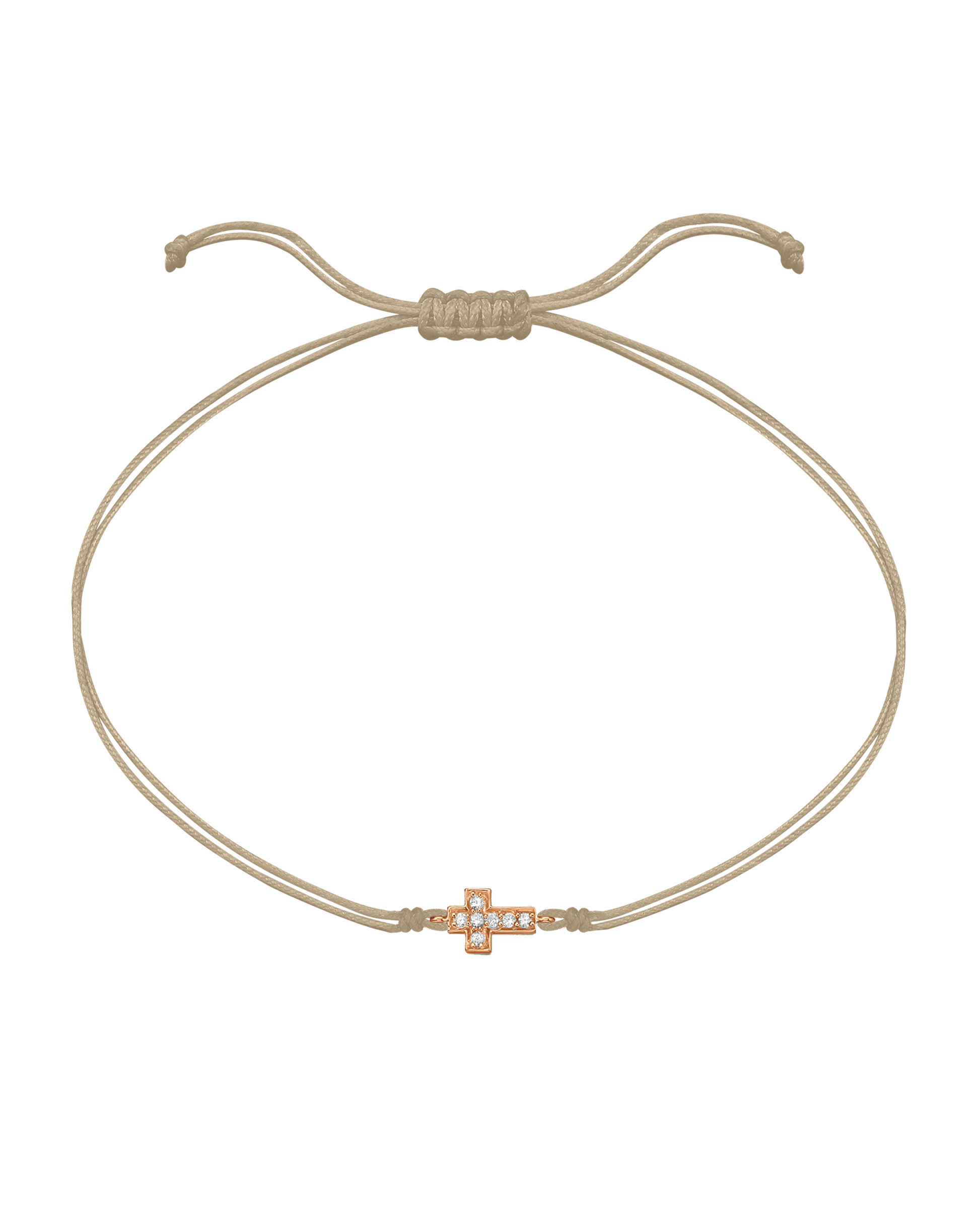 Cross Diamond String Of Love - 14K Rose Gold Bracelets 14K Solid Gold Beige 