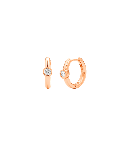 Diamond Bezel Hoops Earring - 14K Rose Gold Earrings magal-dev 