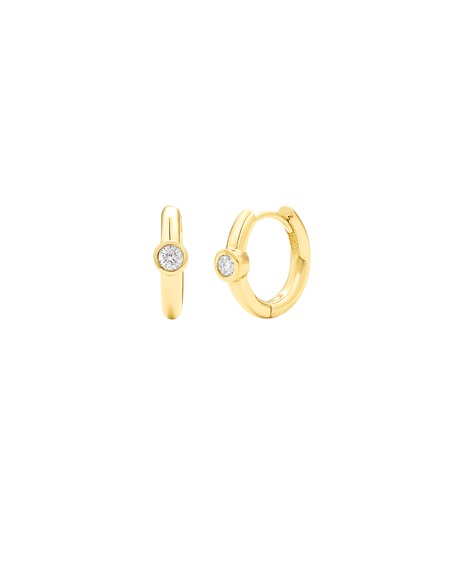 Diamond Bezel Hoops Earring - 14K Rose Gold Earrings magal-dev 