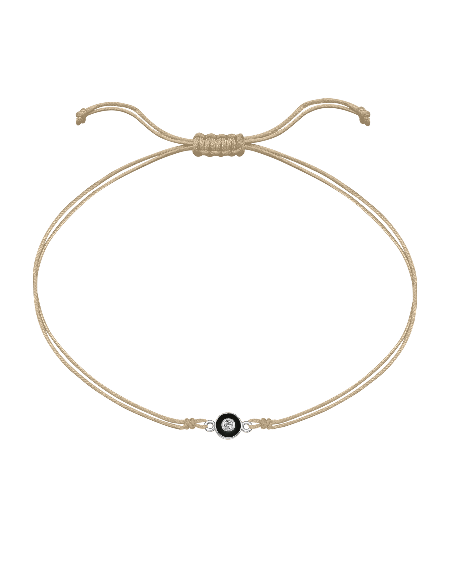 Diamond Evil Eye String Of Love - 14K White Gold Bracelets 14K Solid Gold Beige Black 
