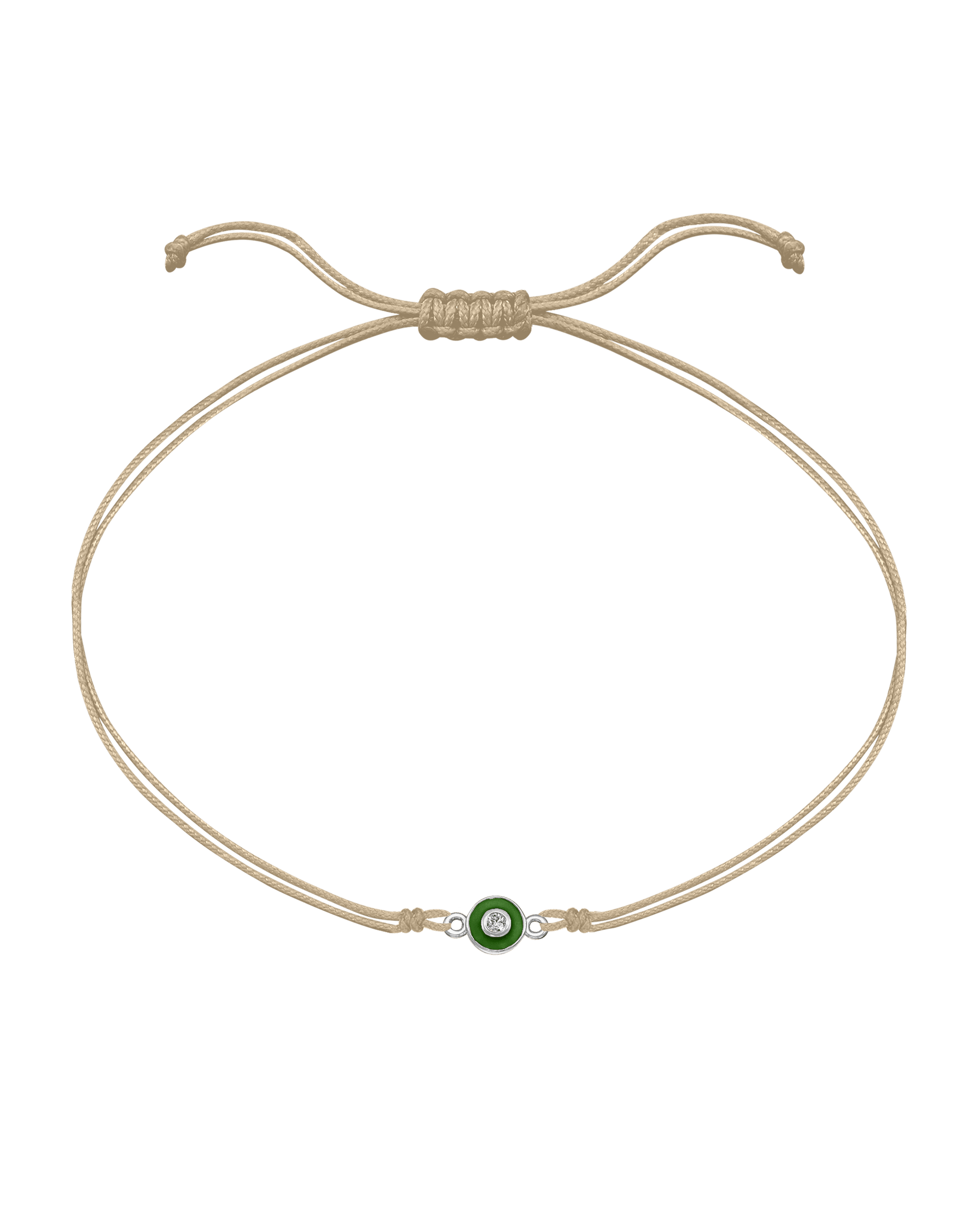 Diamond Evil Eye String Of Love - 14K White Gold Bracelets 14K Solid Gold Beige Green 