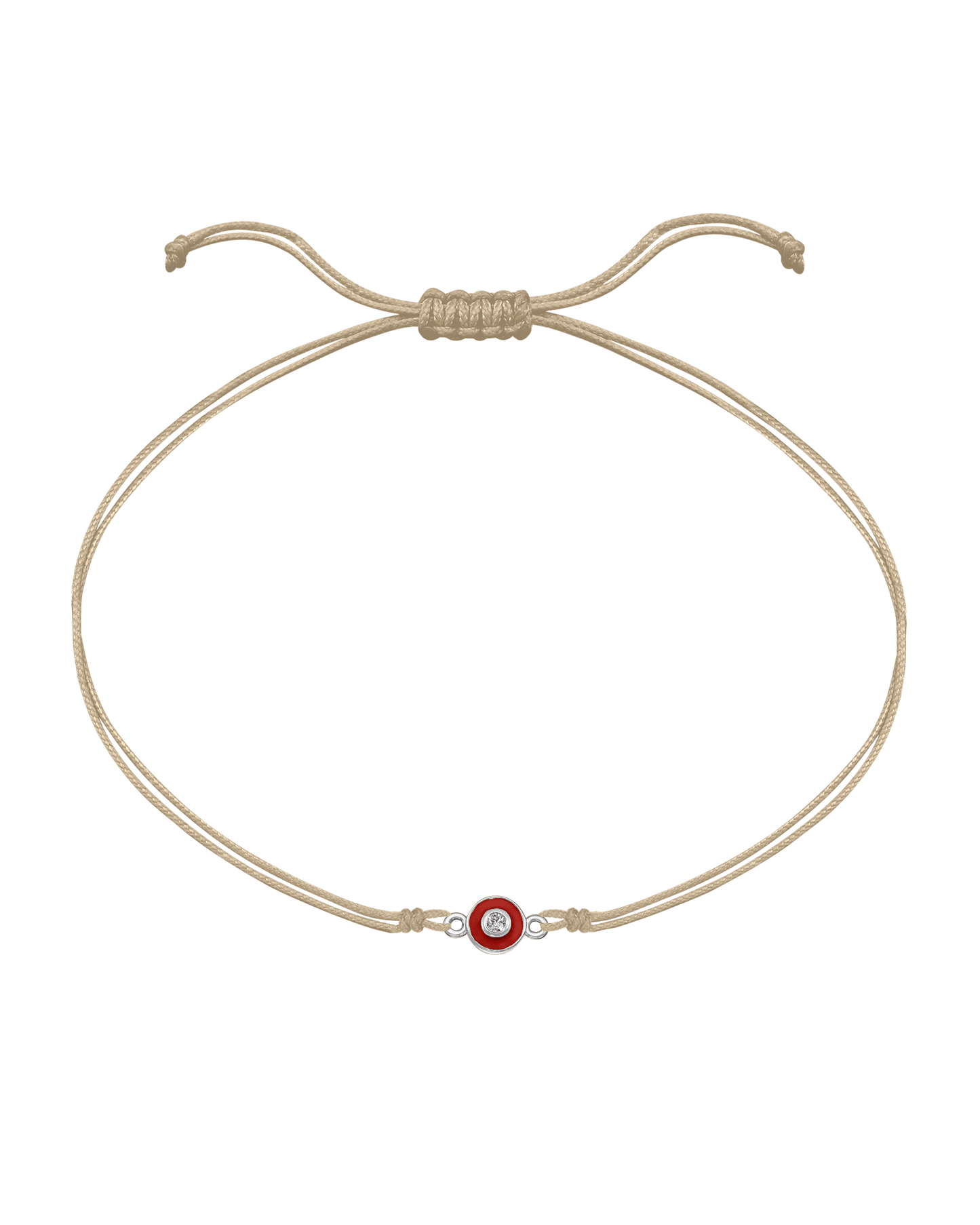 Diamond Evil Eye String Of Love - 14K White Gold Bracelets 14K Solid Gold Beige Red 