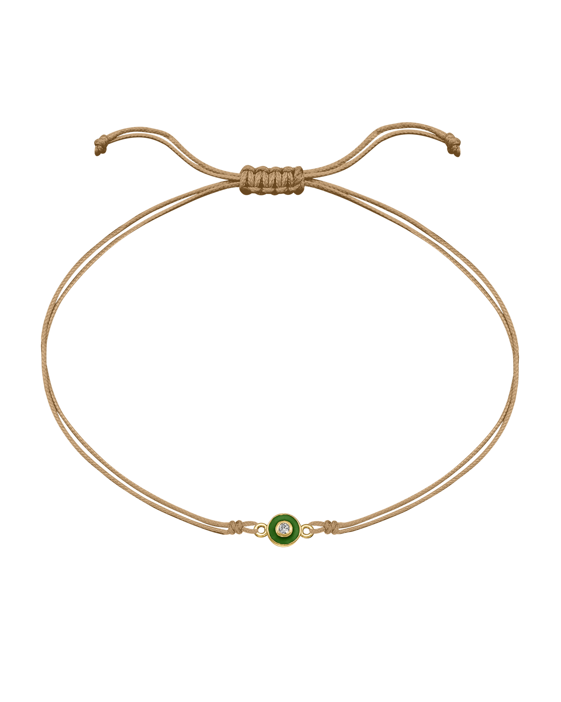 Diamond Evil Eye String Of Love - 14K Yellow Gold Bracelets 14K Solid Gold Camel Green 