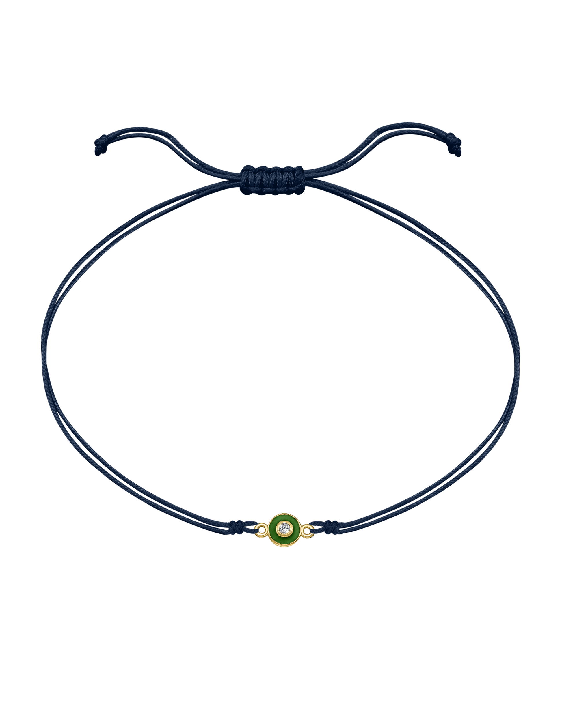 Diamond Evil Eye String Of Love - 14K Yellow Gold Bracelets 14K Solid Gold Navy Blue Green 