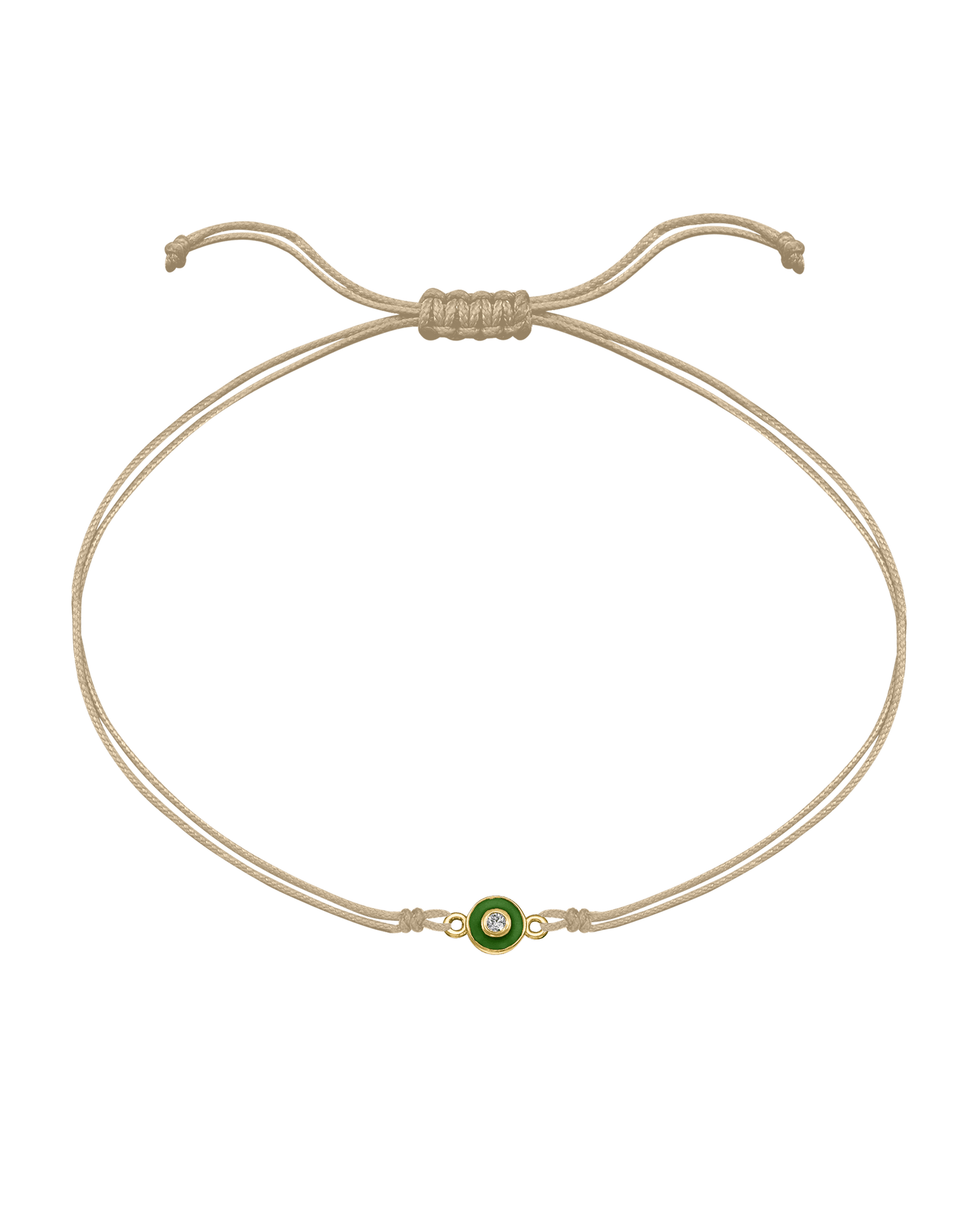 Diamond Evil Eye String Of Love - 14K Yellow Gold Bracelets 14K Solid Gold Beige Green 