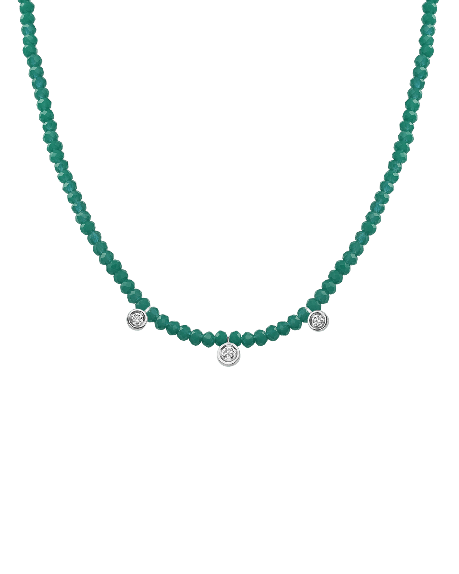 Purple Amethyst Gemstone & Three diamonds Necklace - 14K White Gold Necklaces magal-dev Natural Emerald 14" - Collar 