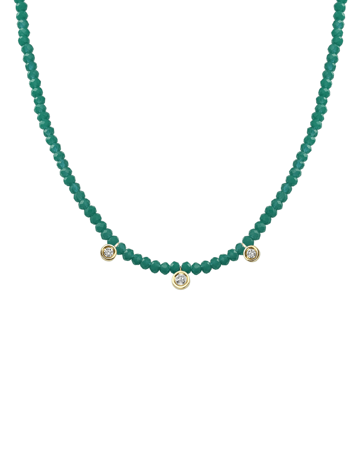 Turquoise Gemstone & Three diamonds Necklace - 14K White Gold Necklaces magal-dev 