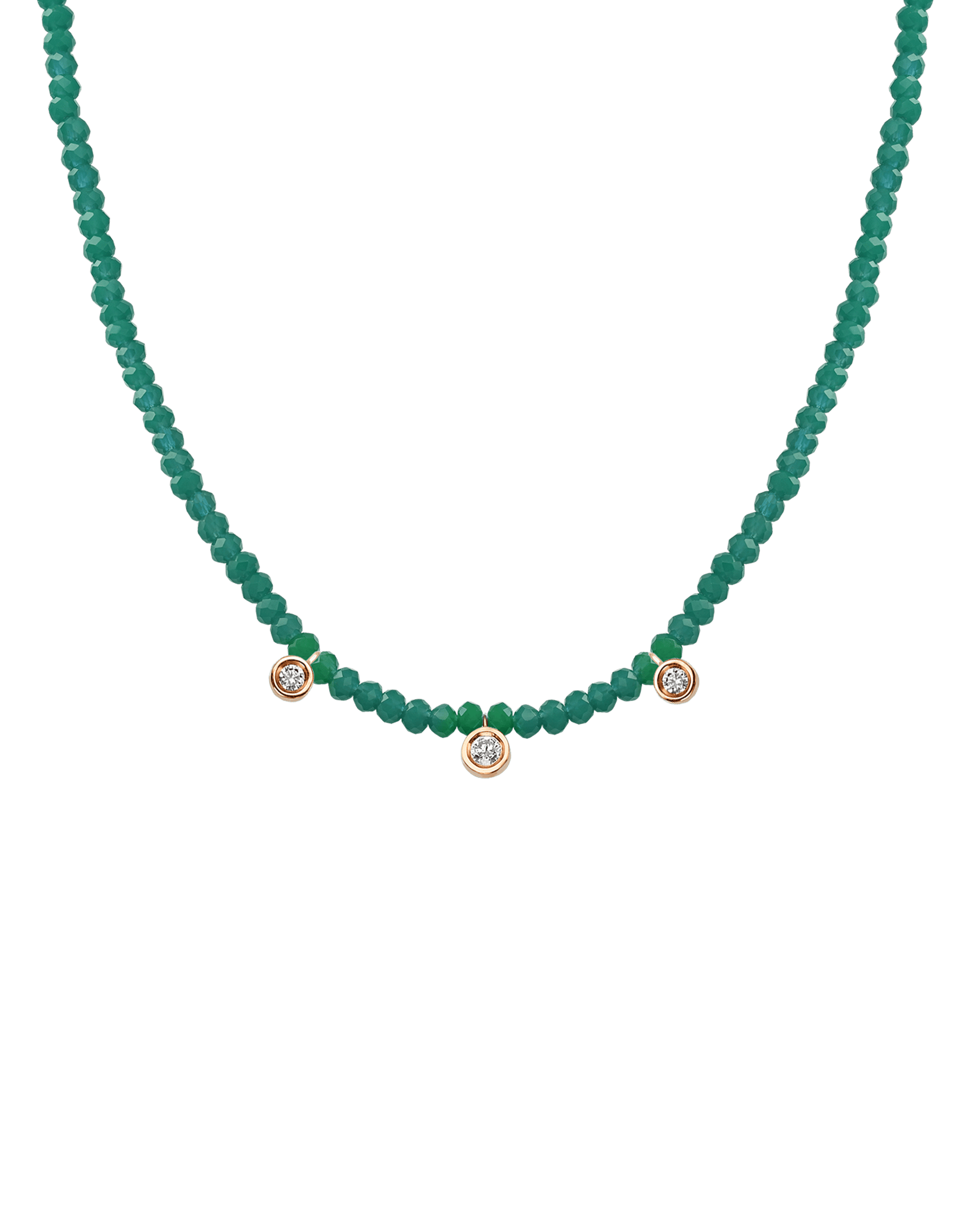 Turquoise Gemstone & Three diamonds Necklace - 14K White Gold Necklaces magal-dev 