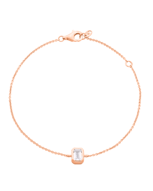 Emerald Solitaire Diamond Bracelet - 14K Rose Gold Bracelets magal-dev 0.10 CT 6"+1“ extender 