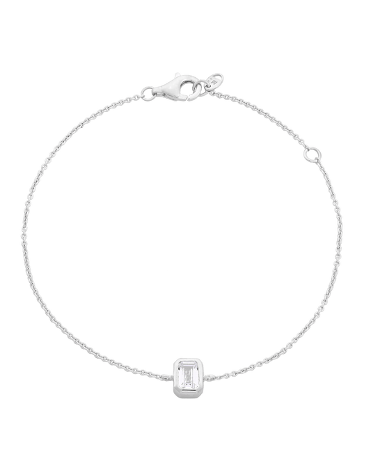 Emerald Solitaire Diamond Bracelet - 14K White Gold Bracelets magal-dev 0.10 CT 6"+1“ extender 