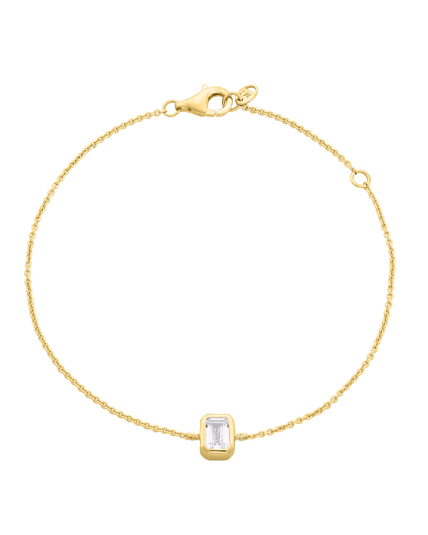 Emerald Solitaire Diamond Bracelet - 18K Gold Vermeil Bracelets magal-dev 0.10 CT 6"+1“ extender 