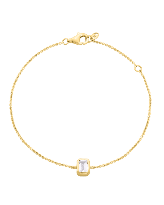 Emerald Solitaire Diamond Bracelet - 18K Gold Vermeil Bracelets magal-dev 0.10 CT 6"+1“ extender 