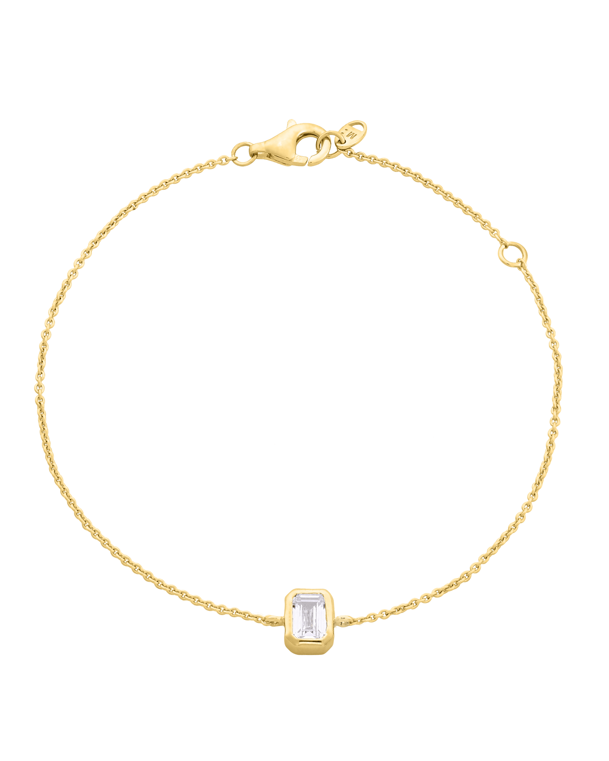 Emerald Solitaire Diamond Bracelet - 14K Yellow Gold Bracelets magal-dev 0.10 CT 6"+1“ extender 