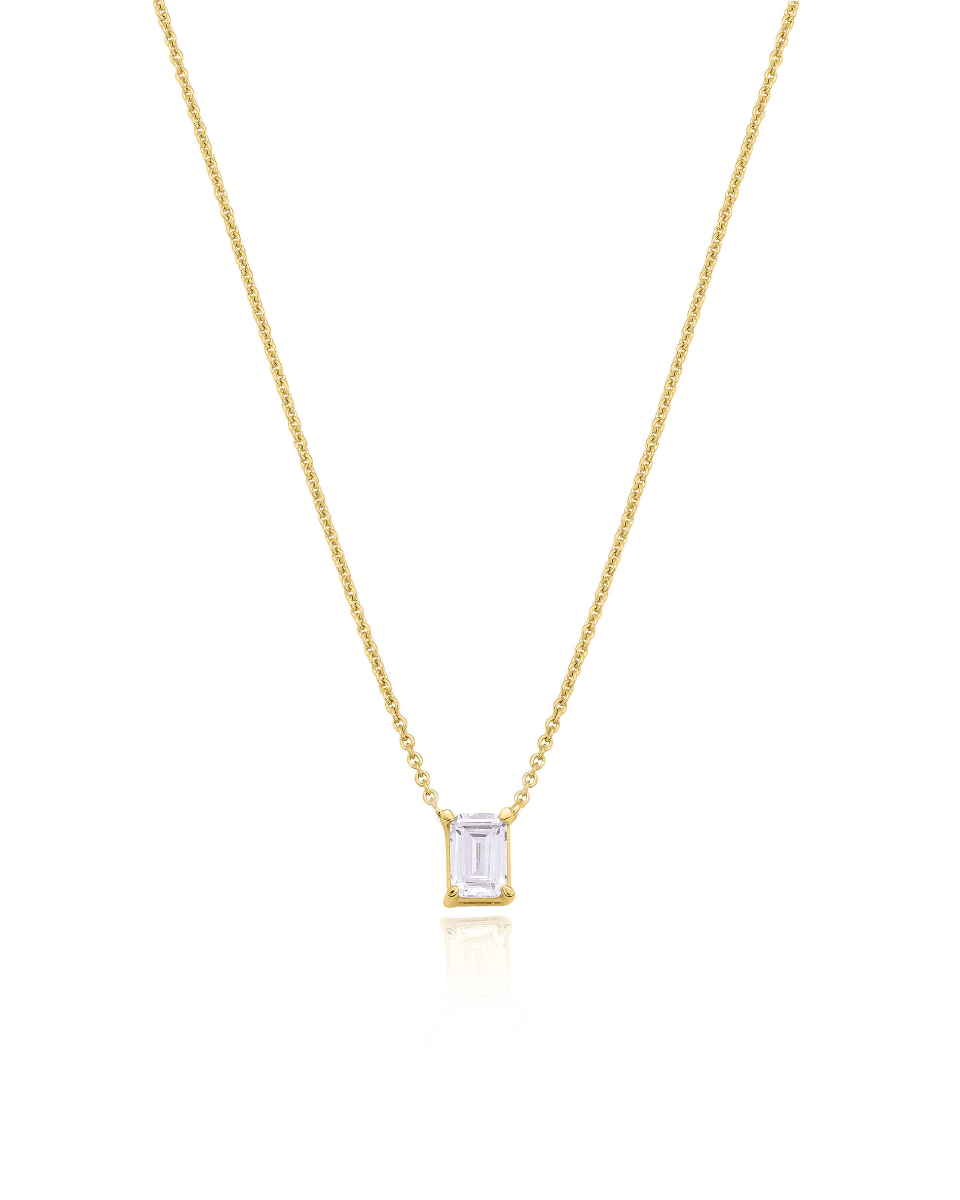 Emerald Solitaire Diamond Necklace - 18K Gold Vermeil Necklaces magal-dev 0.10 CT 16” 