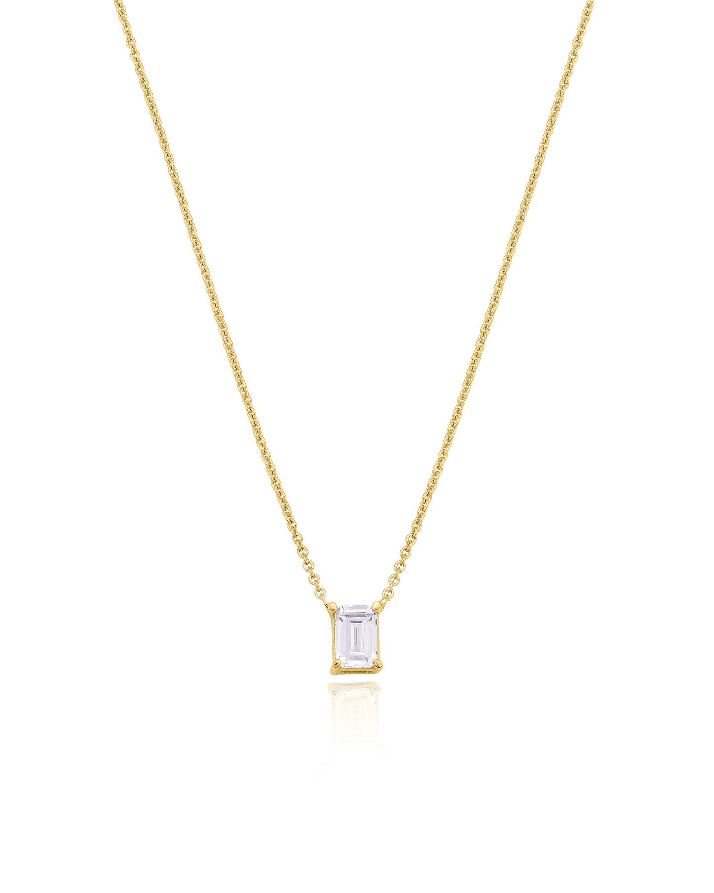 Emerald Solitaire Diamond Necklace - 18K Rose Vermeil Necklaces magal-dev 