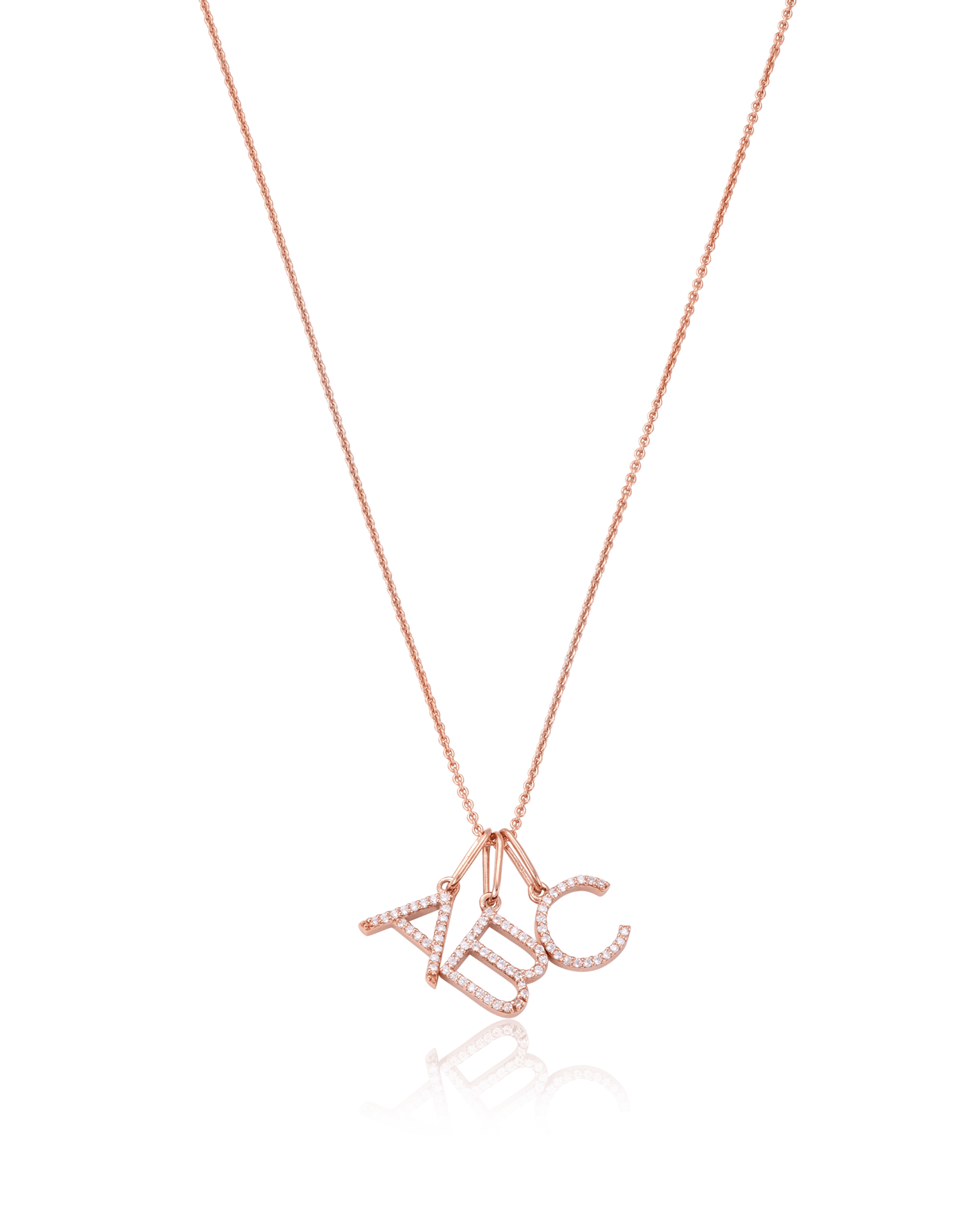 Frosted Initial Necklace - 14K Rose Gold Necklaces magal-dev 1 Initial 16”+2” extender 