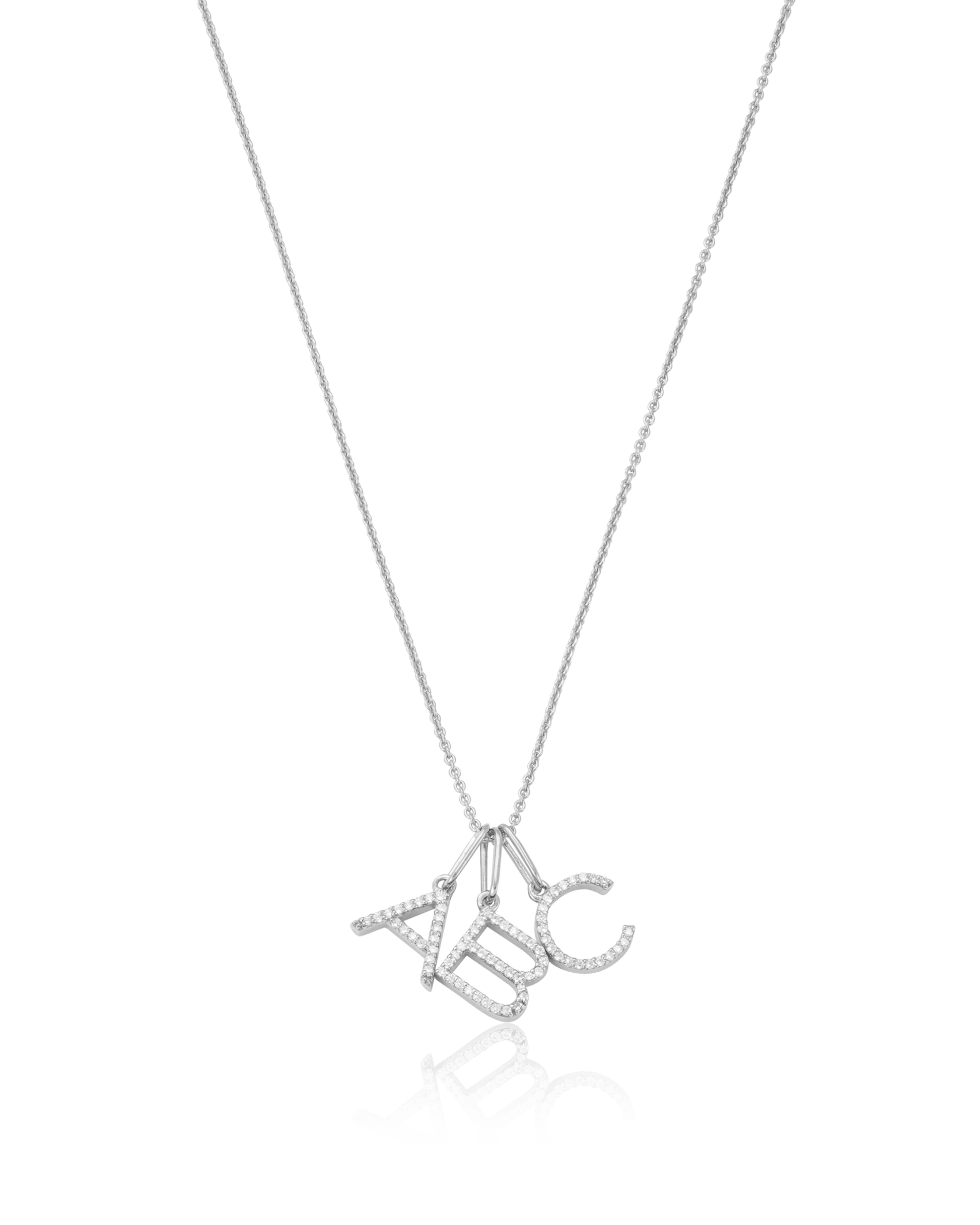 Frosted Initial Necklace - 925 Sterling Silver Necklaces magal-dev 1 Initial 16”+2” extender 