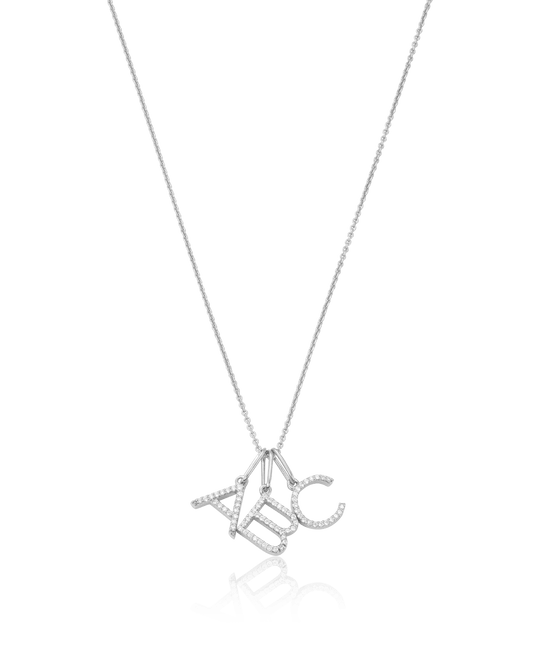 Frosted Initial Necklace - 925 Sterling Silver Necklaces magal-dev 1 Initial 16”+2” extender 