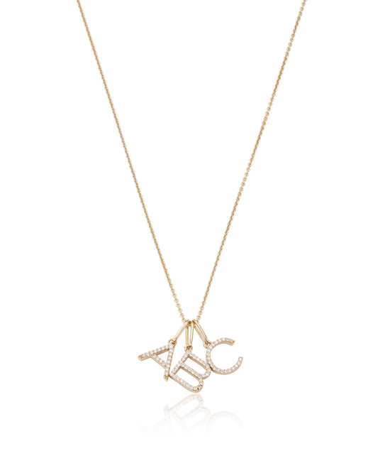 Frosted Initial Necklace - 18K Gold Vermeil Necklaces magal-dev 1 Initial 16”+2” extender 