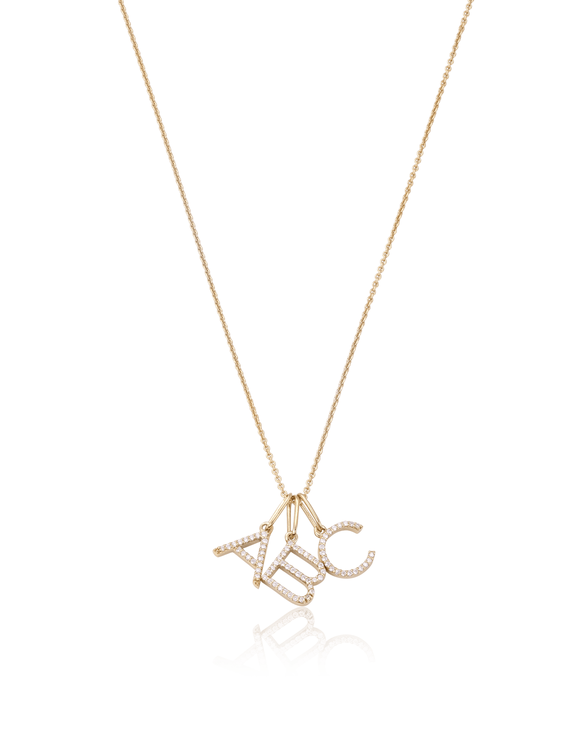 Frosted Initial Necklace - 14K Yellow Gold Necklaces magal-dev 1 Initial 16”+2” extender 