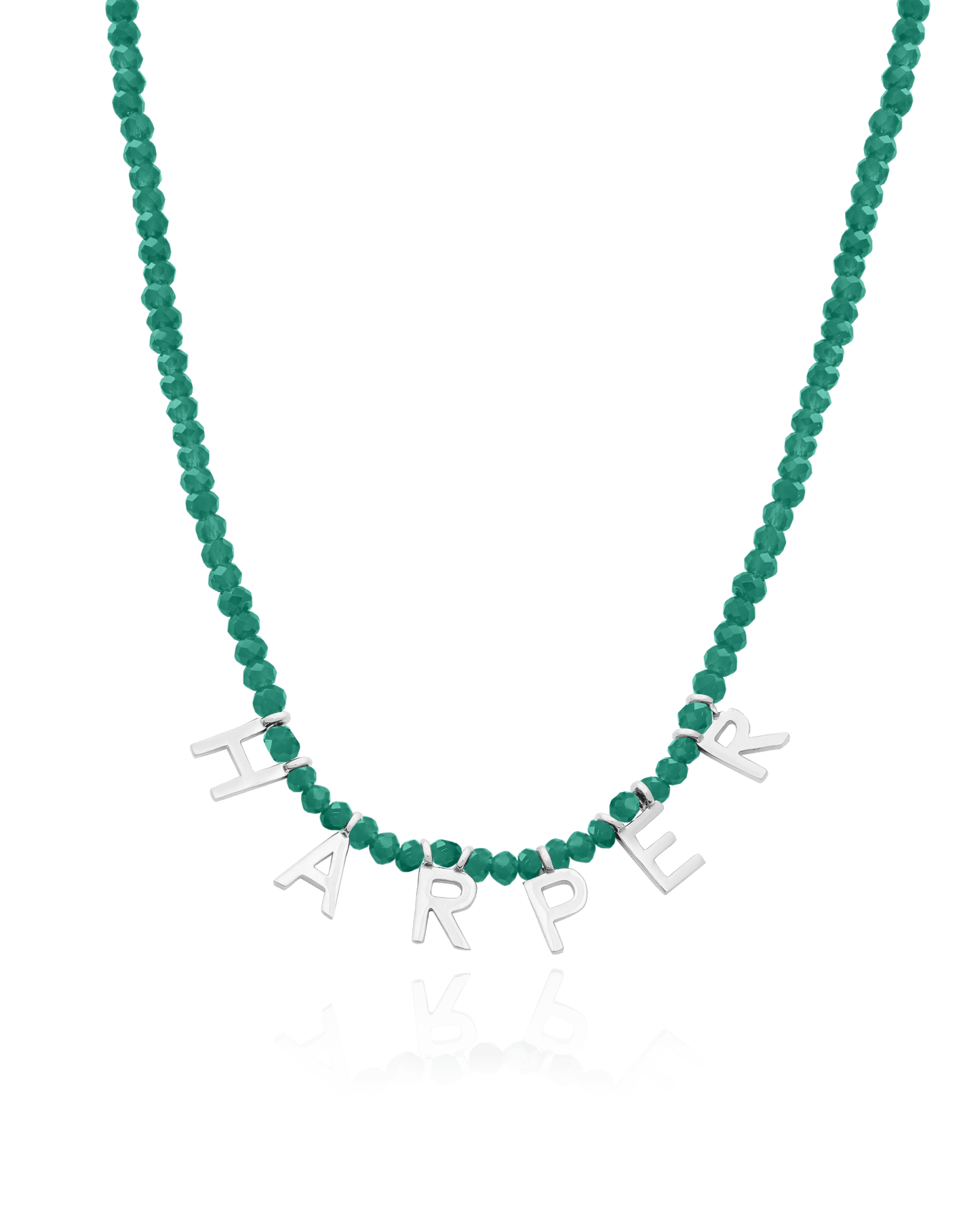 Gemstone & Initial Necklace - 925 Sterling Silver Necklaces magal-dev Natural Emerald 14" 