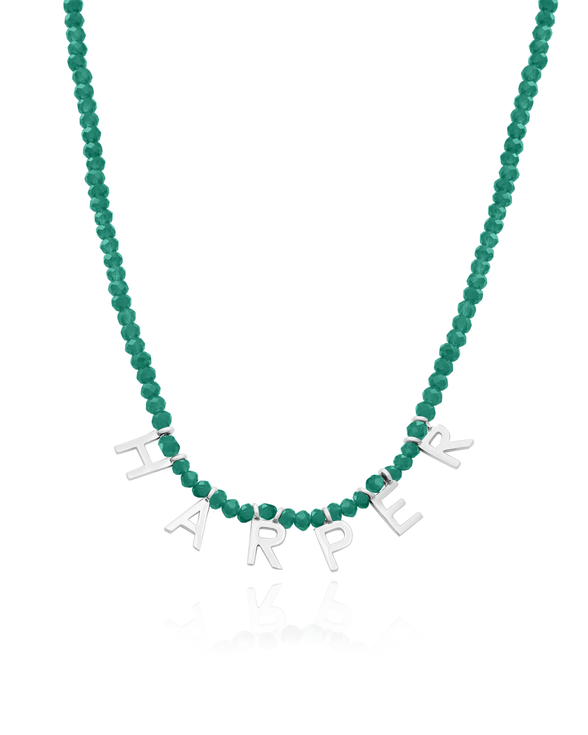 Gemstone & Initial Necklace - 925 Sterling Silver Necklaces magal-dev Natural Emerald 14" 
