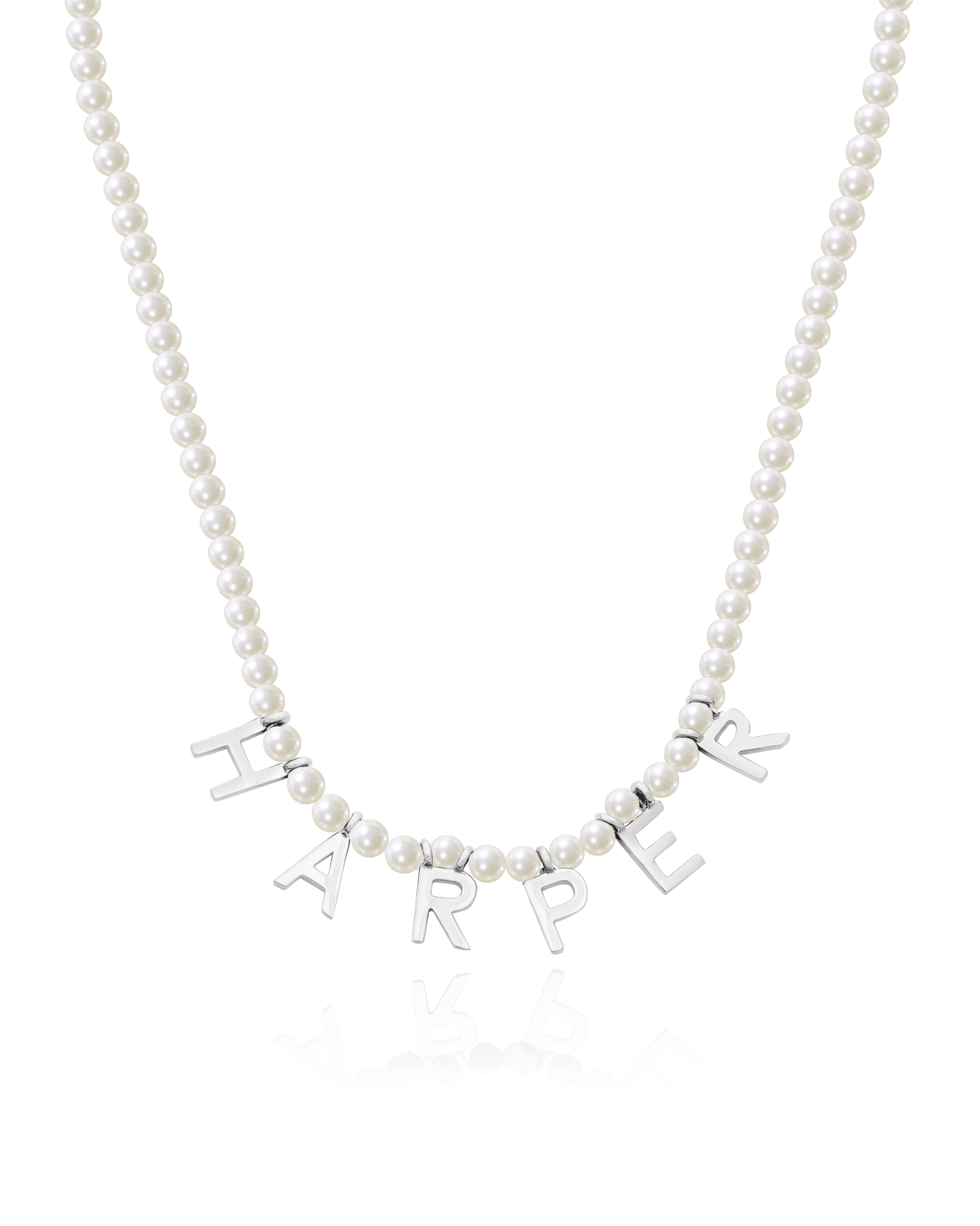 Gemstone & Initial Necklace - 925 Sterling Silver Necklaces magal-dev Pearl (Out of Stock) 14" 