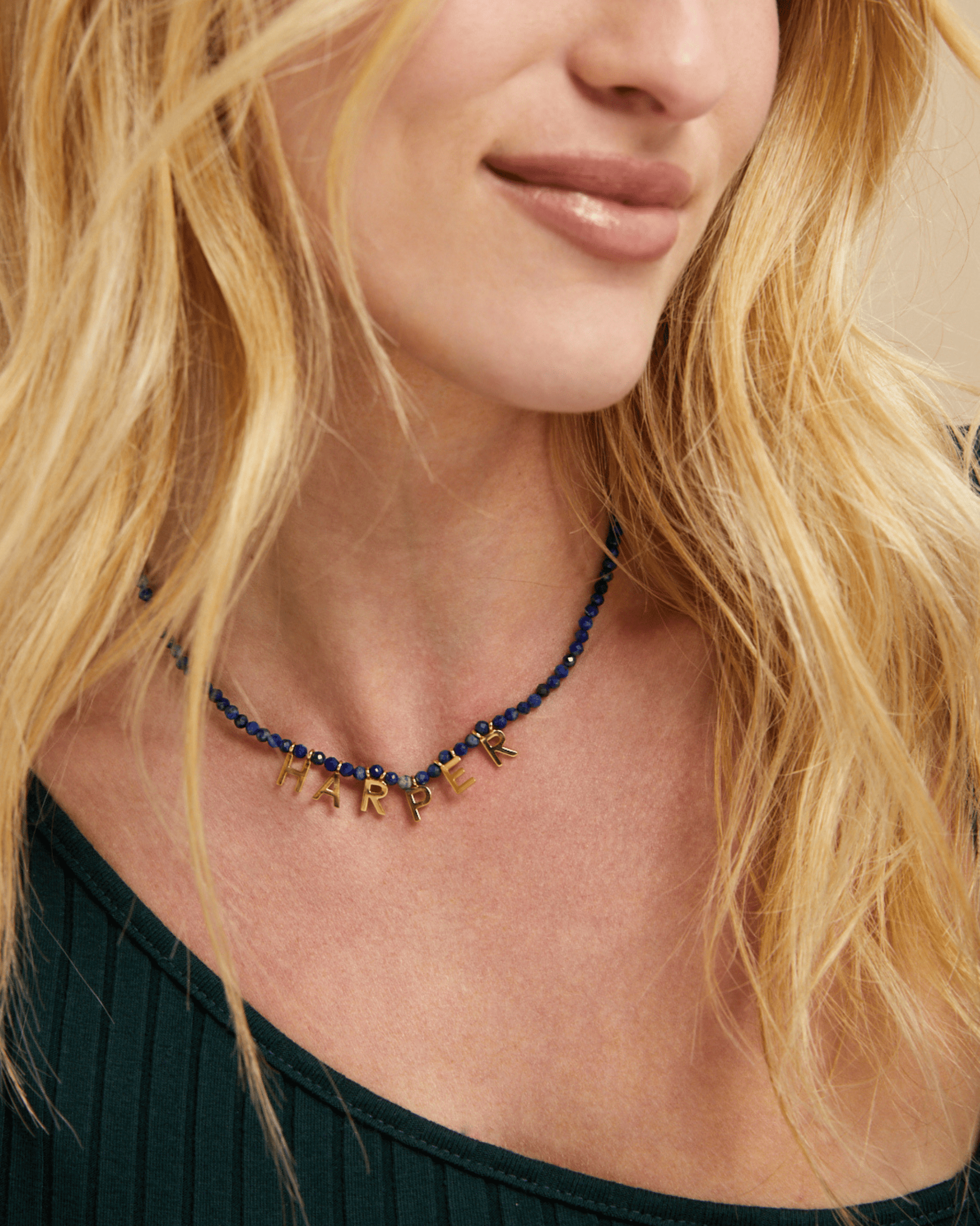 Gemstone & Initial Necklace - 18K Gold Vermeil Necklaces magal-dev 