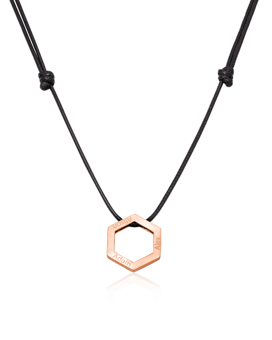 Honeycomb Necklace - 18K Rose Vermeil Necklaces magal-dev Black 1 Name Adjustable Cord Chain 20"-24"