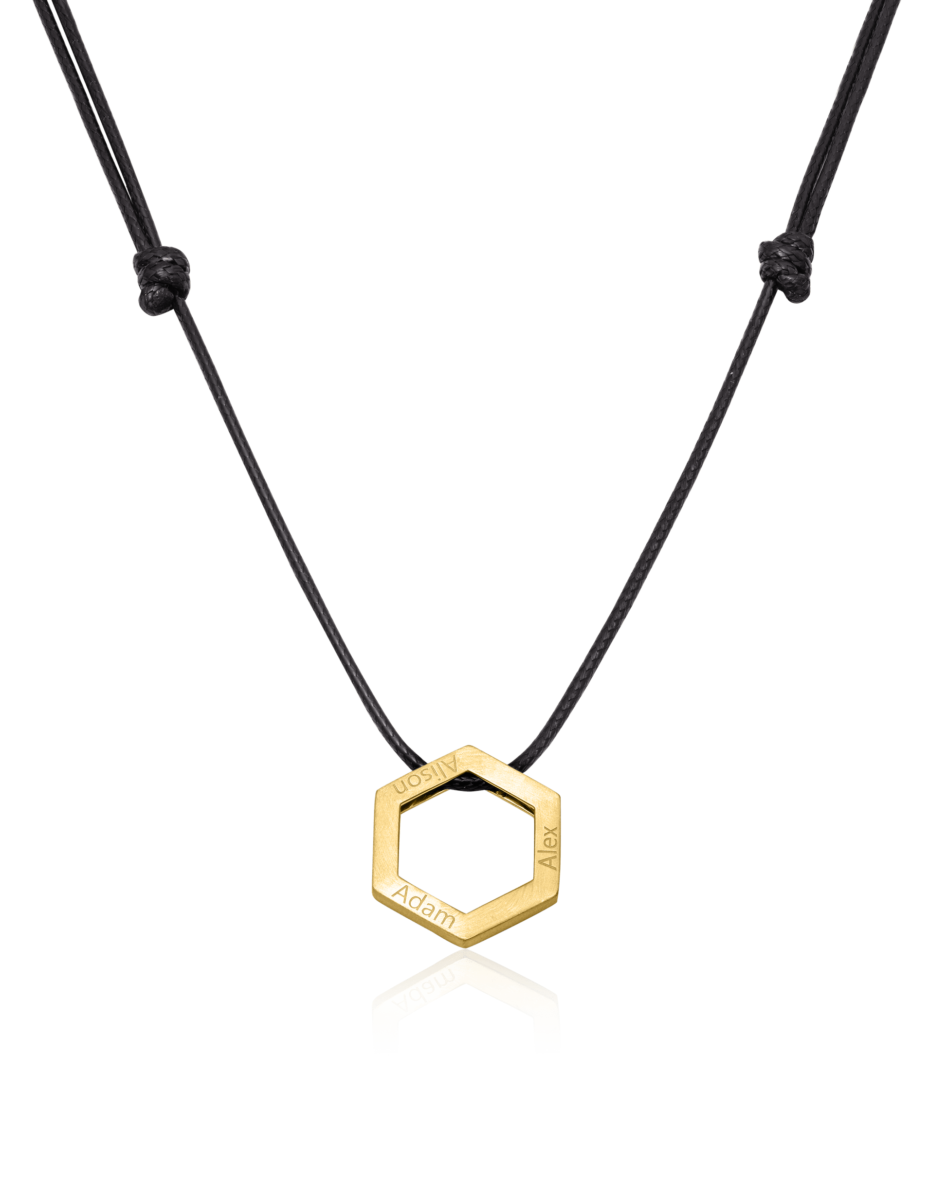 Honeycomb Necklace - 18K Gold Vermeil Necklaces magal-dev Black 1 Name Adjustable Cord Chain 20"-24"