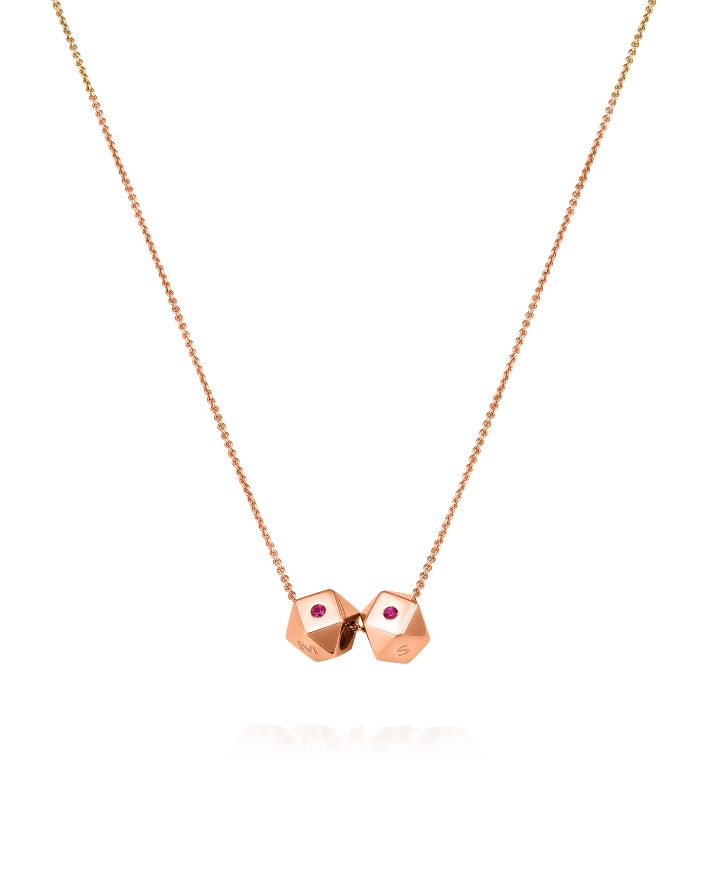 Hedra Necklace - 14K Rose Gold Necklaces magal-dev 2 Charms 16”+2” extender 