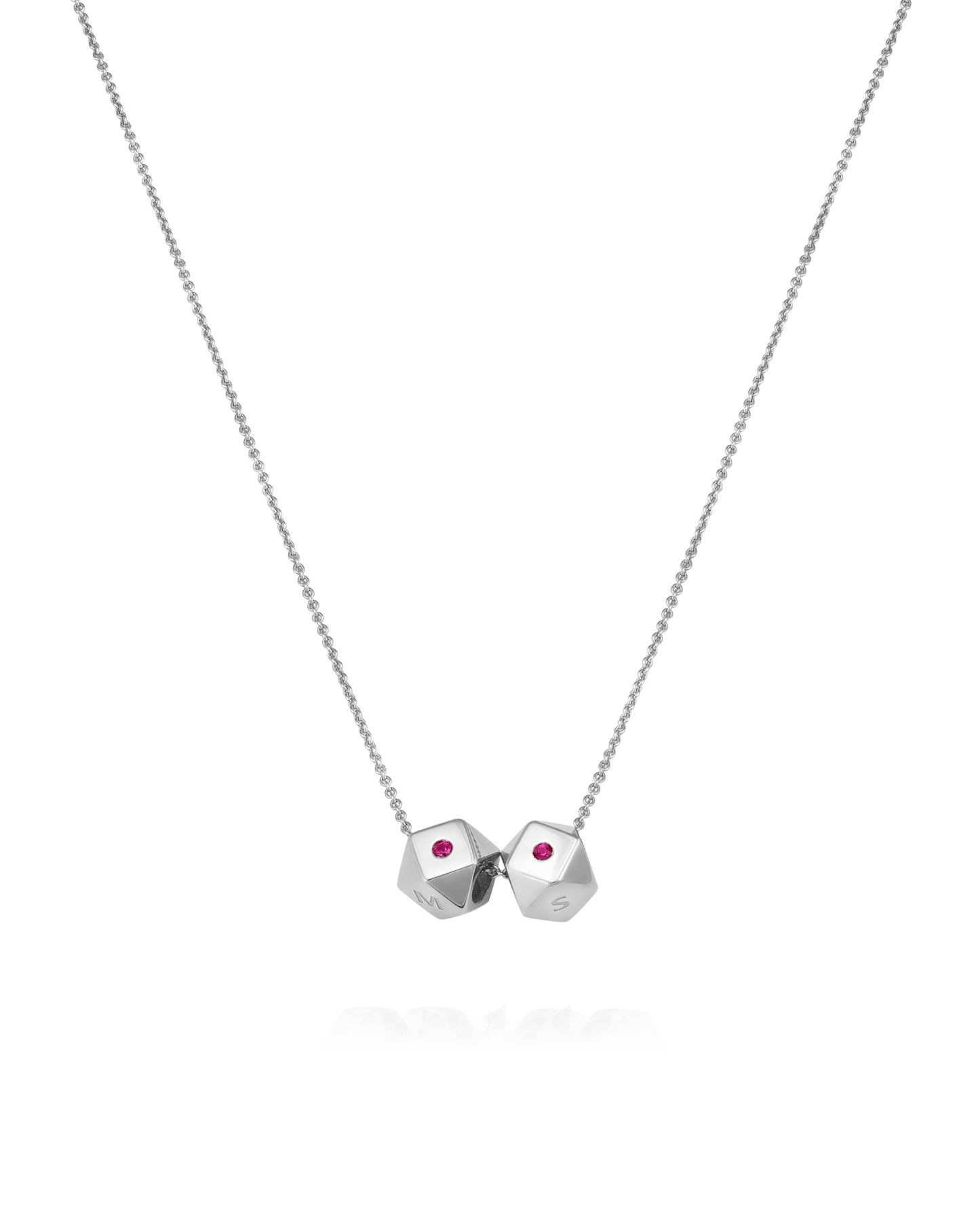 Hedra Necklace - 14K White Gold Necklaces magal-dev 2 Charms 16”+2” extender 