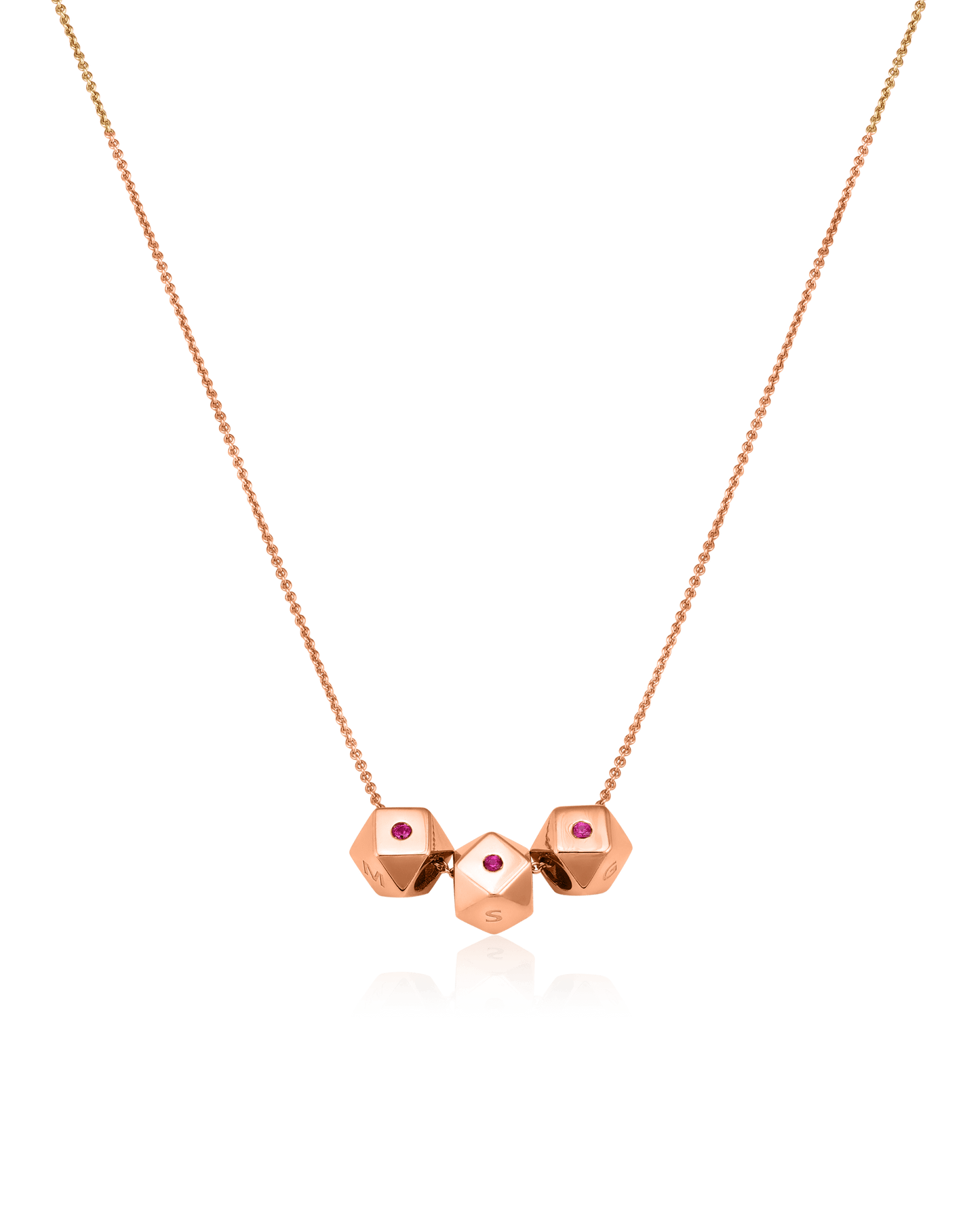 Hedra Necklace - 14K Rose Gold Necklaces magal-dev 3 Charms 16”+2” extender 